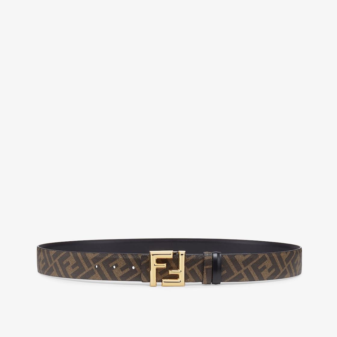 FF Rounded BeltBlack leather reversible belt Product Image