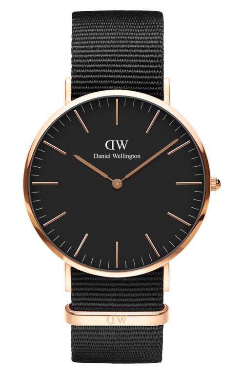 Daniel Wellington Mens Classic Cornwall Black Polyester Watch 40mm Product Image