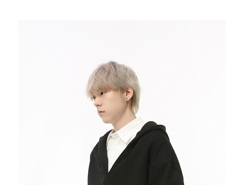 V-Neck Plain Hoodie Product Image
