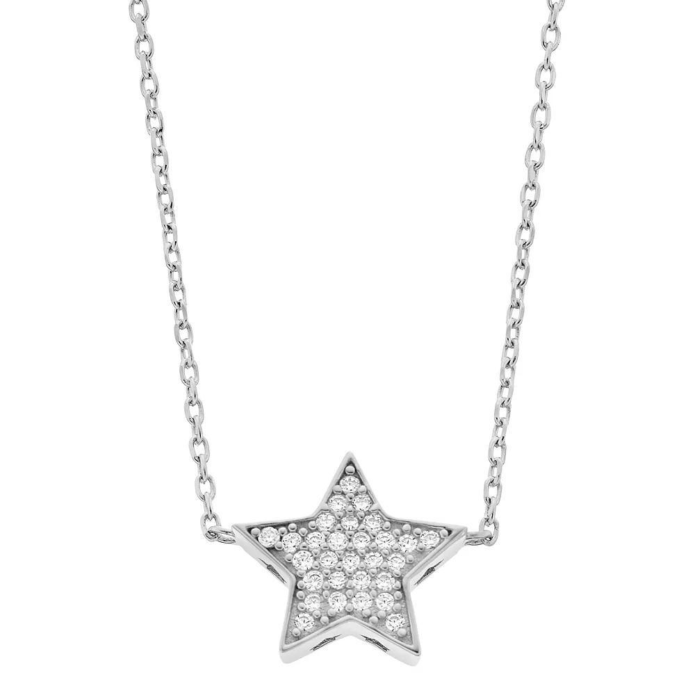 Rosabella Sterling Silver Cubic Zirconia Pave Star Link Necklace, Women's, Size: 18" Product Image