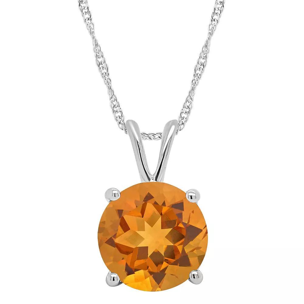 Alyson Layne Sterling Silver Citrine Solitaire Pendant Necklace, Women's, Size: 18" Product Image
