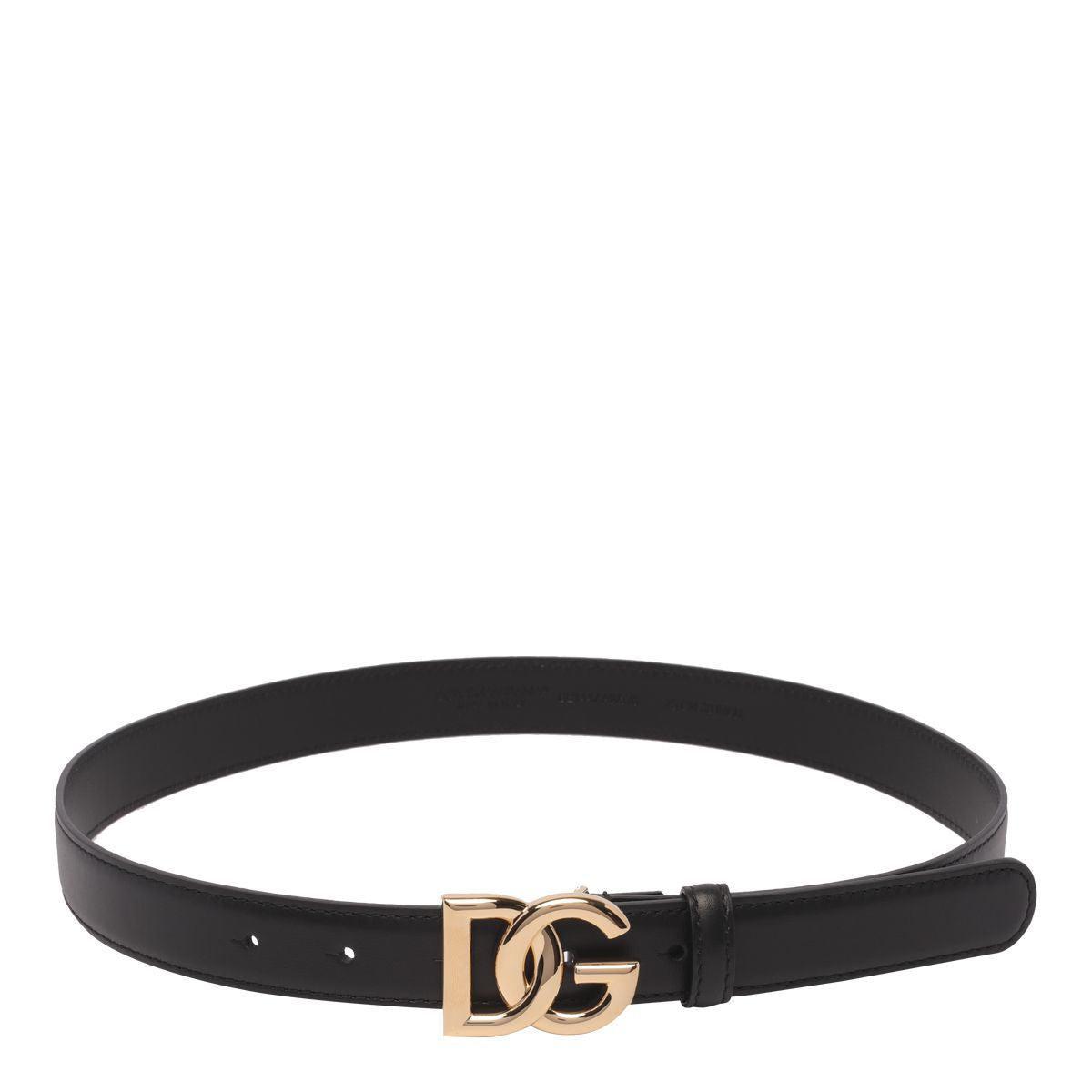 DOLCE & GABBANA Dg Logo Leather Belt In Black Product Image