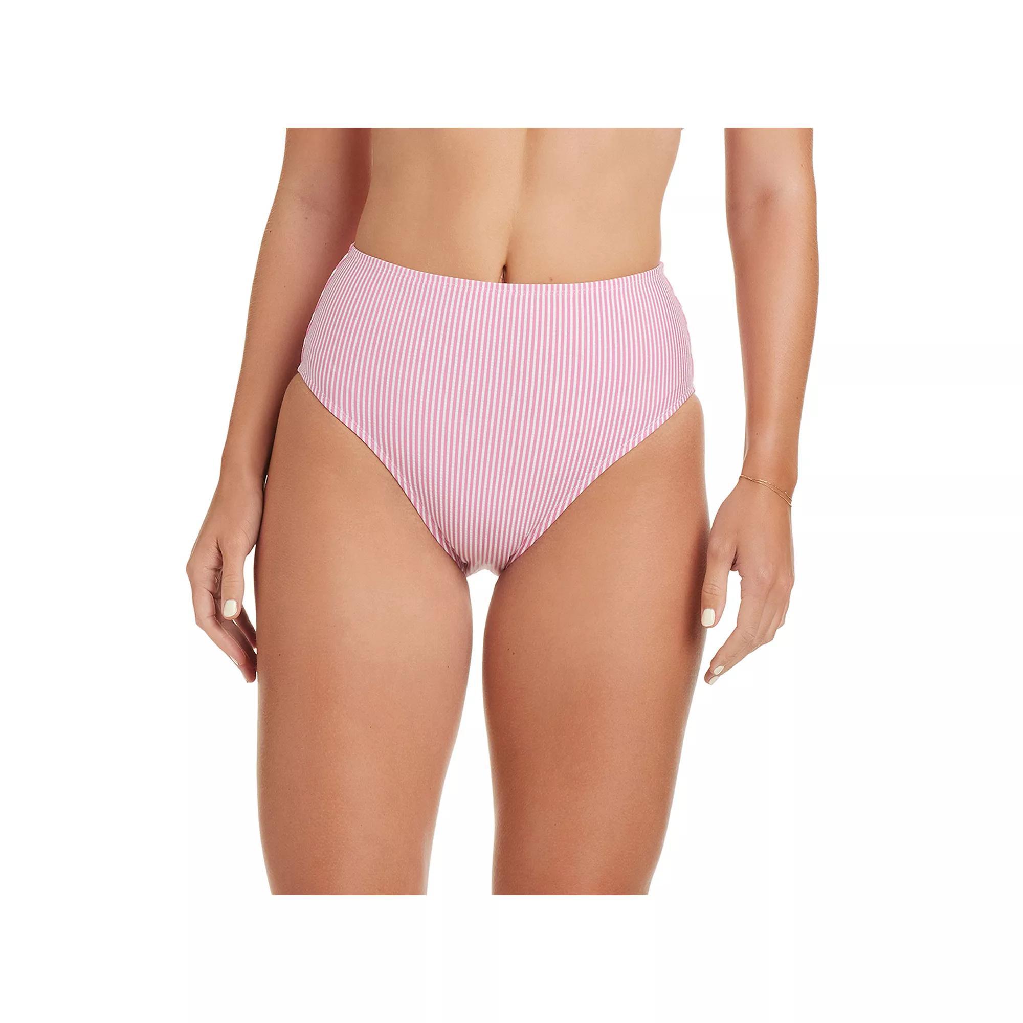 Women's Draper James Striped High-Waist Swim Bottoms, Size: XL, Pink Carnation Product Image