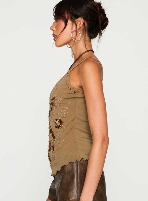 Start Of Summer Sequin Top Brown Product Image