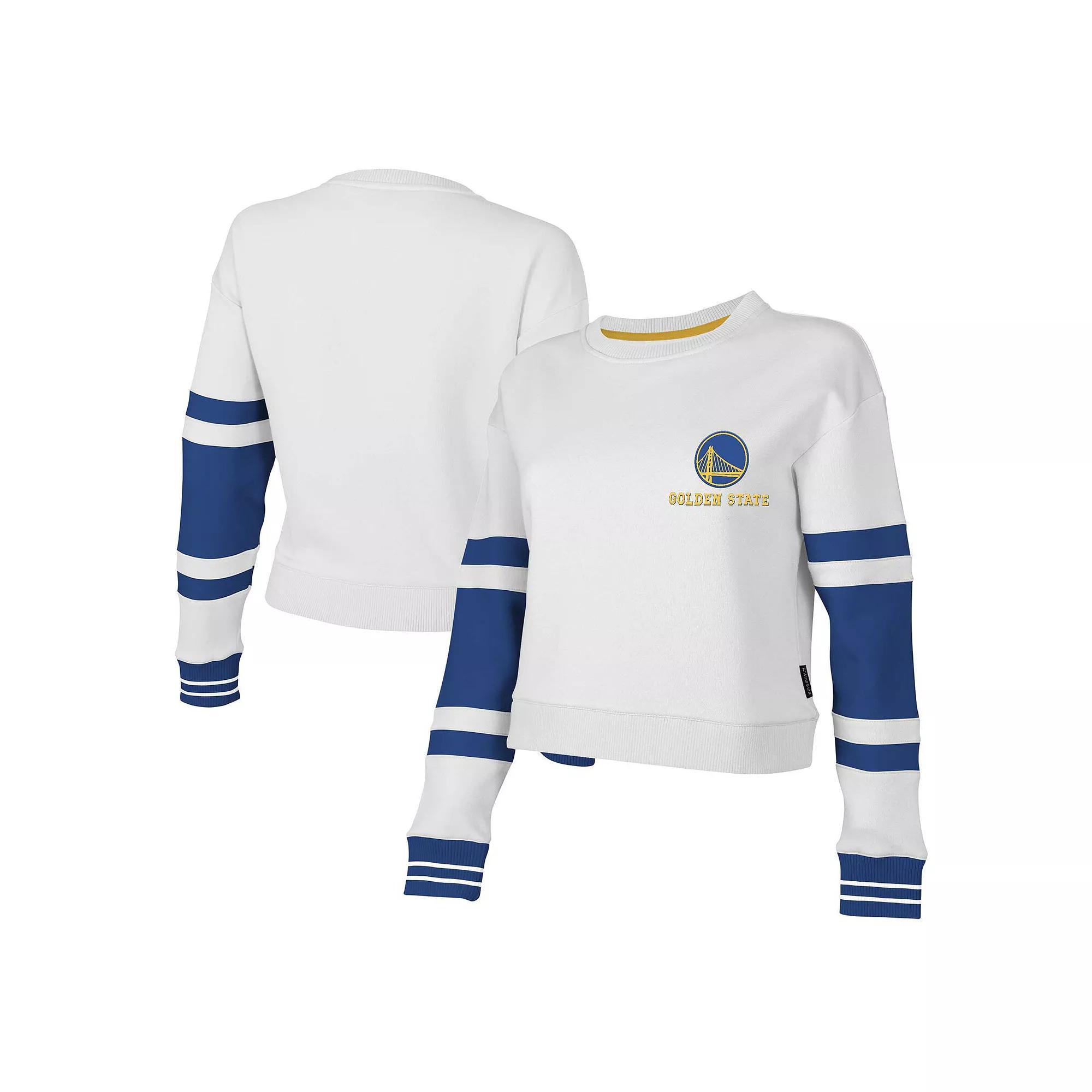 Women's Stadium Essentials White Golden State Warriors Scrimmage Cropped Pullover Sweatshirt, Size: 2XL Product Image