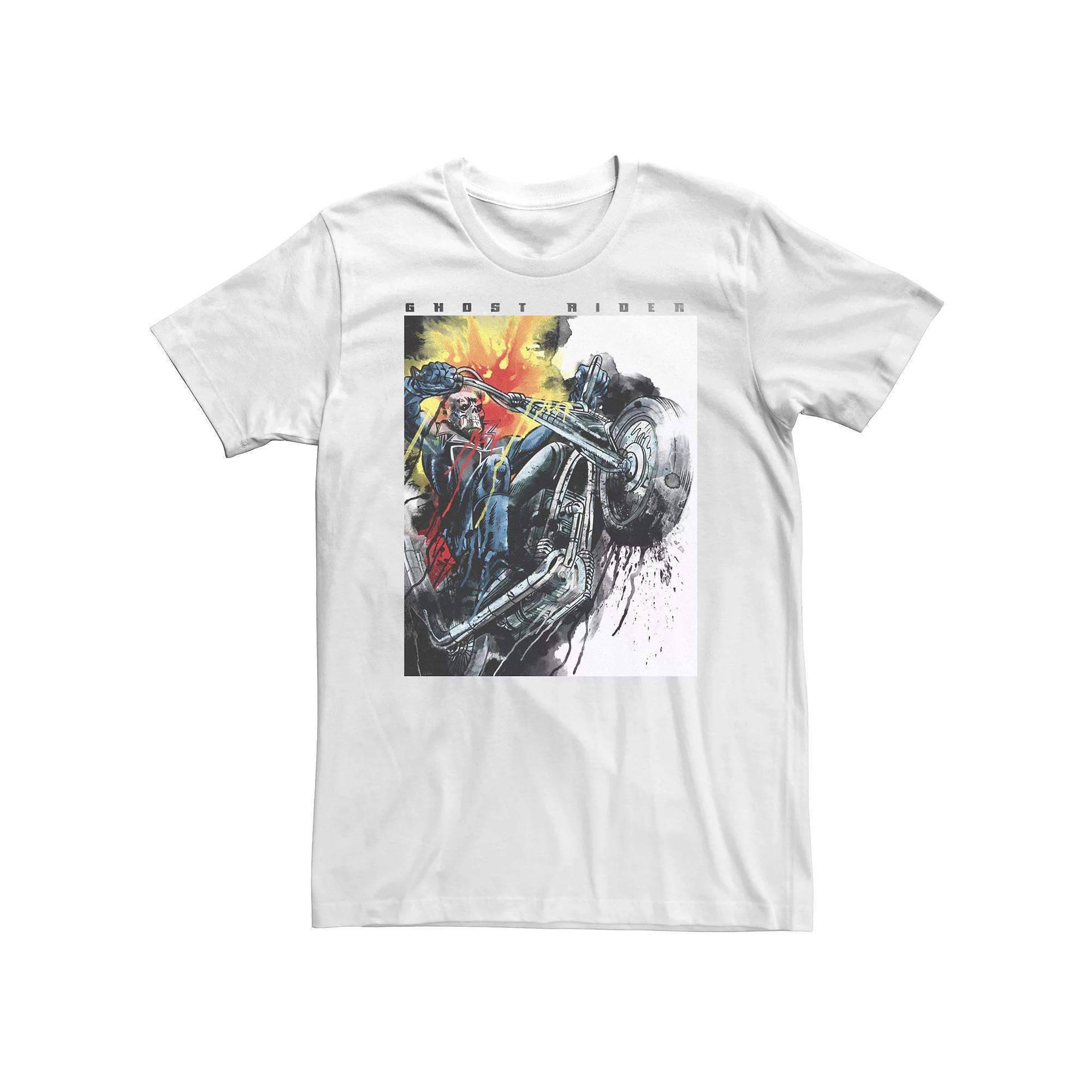 Big & Tall Marvel Ghost Rider Motorcycle Poster Tee, Men's, Size: 5XL, White Product Image