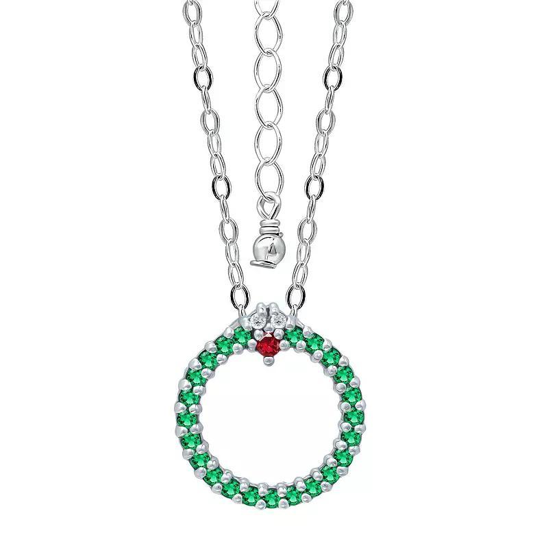 Aleure Precioso Cubic Zirconia Wreath Pendant Necklace, Women's, Size: 16", Gold Tone Green Product Image