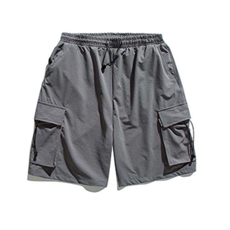 High Waist Plain Wide Leg Cargo Shorts Product Image