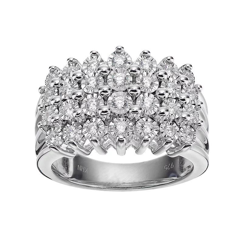Sterling Silver 1/2 Carat T.W. Diamond Pyramid Ring, Womens Product Image