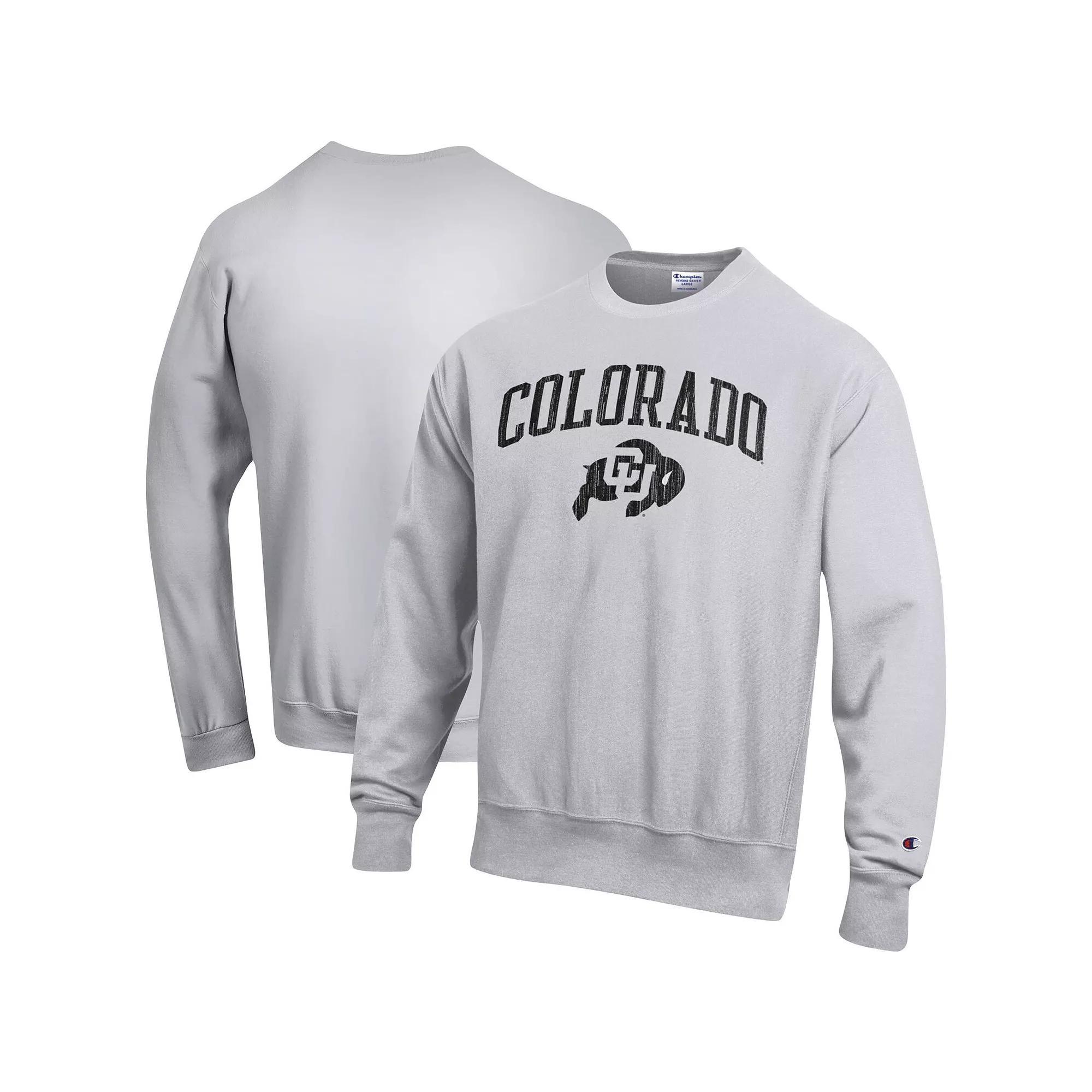 Men's Champion Silver Colorado Buffaloes Arch Over Logo Reverse Weave Pullover Sweatshirt, Size: Small Product Image