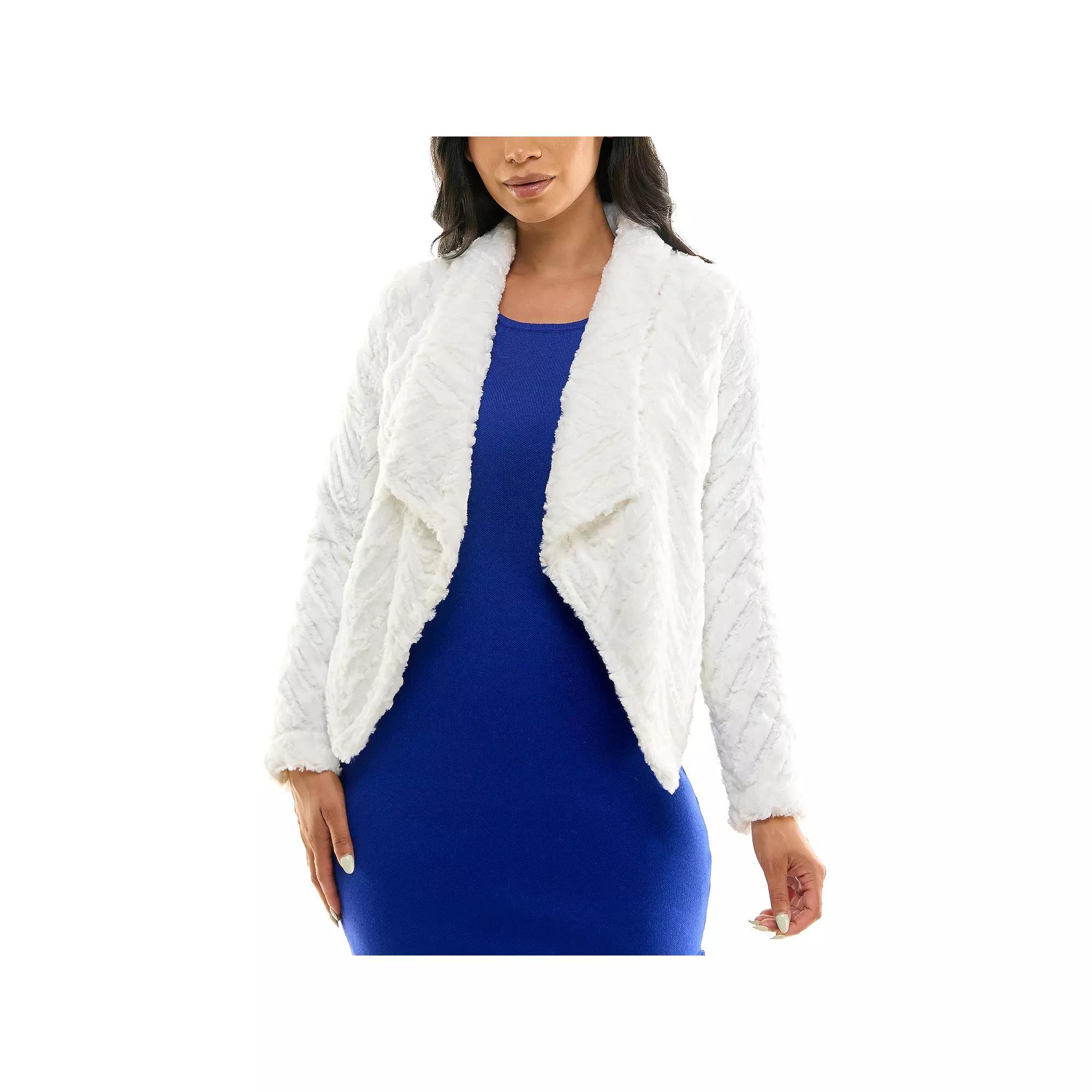 Womens Nina Leonard Waterfall Faux-Fur Jacket Product Image
