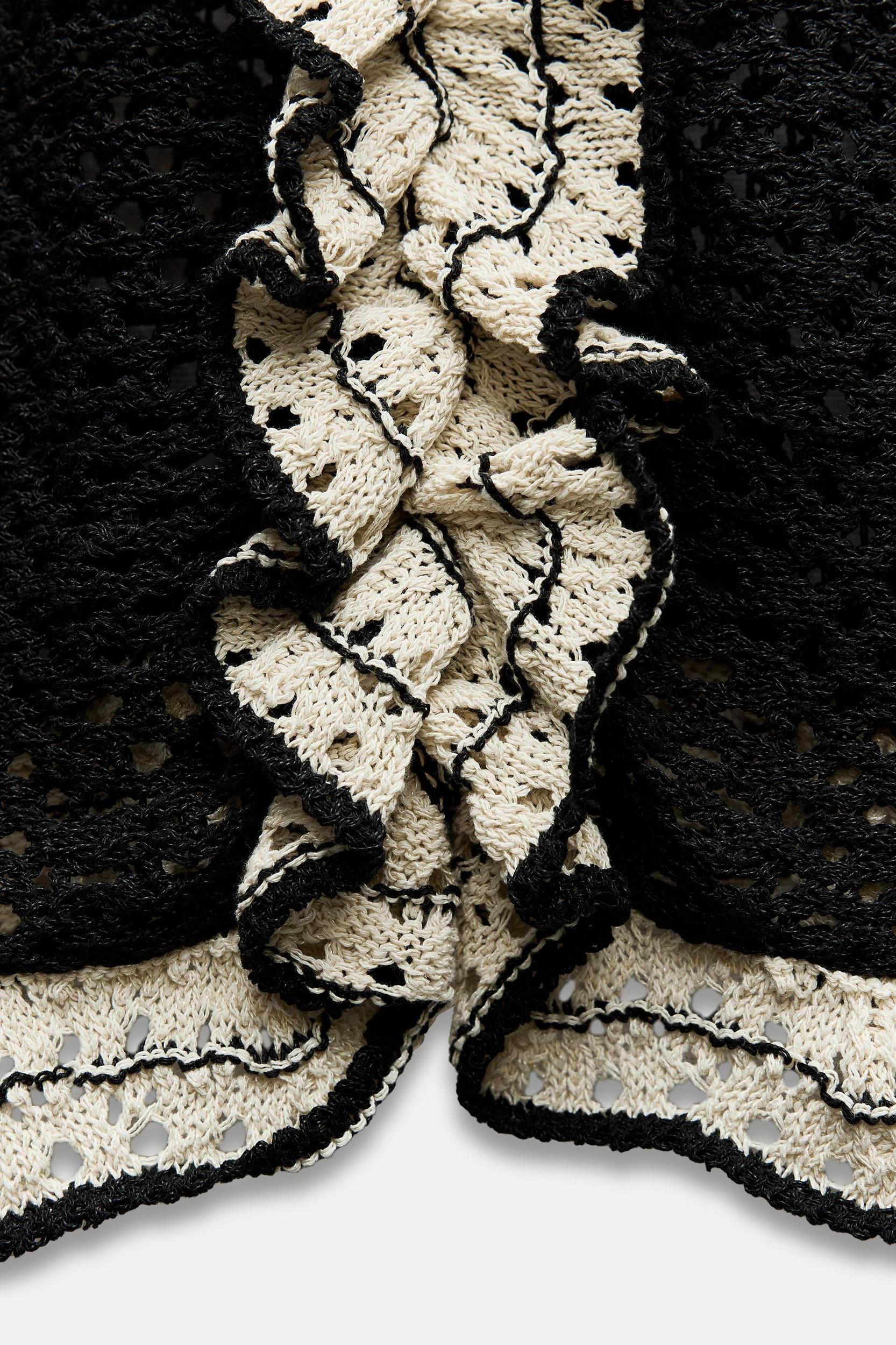 POINTELLE RUFFLED KNIT TOP Product Image
