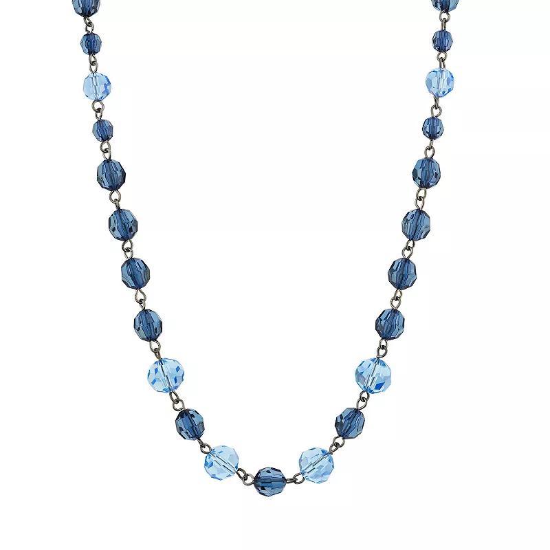 1928 Black & Blue Beaded Single Strand Necklace, Womens Product Image