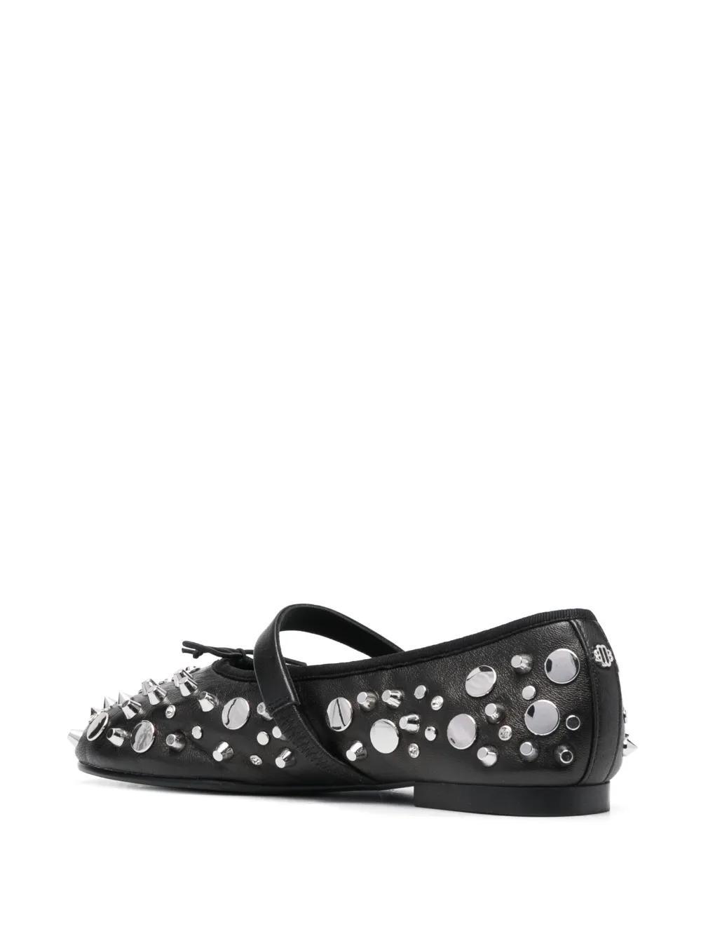 studded leather ballerina shoes Product Image