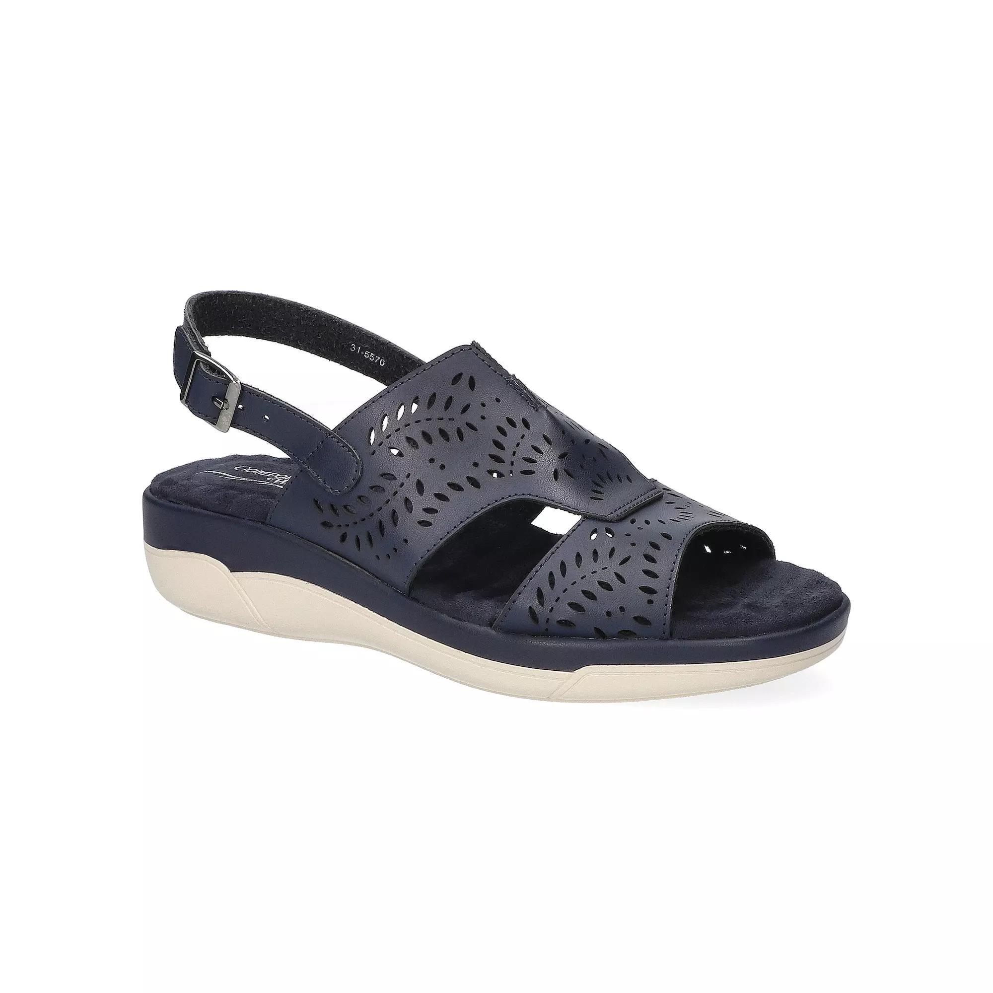 Easy Street Primrose Women's Comfort Platform Slingback Sandals, Size: 7 Wide, Blue Product Image