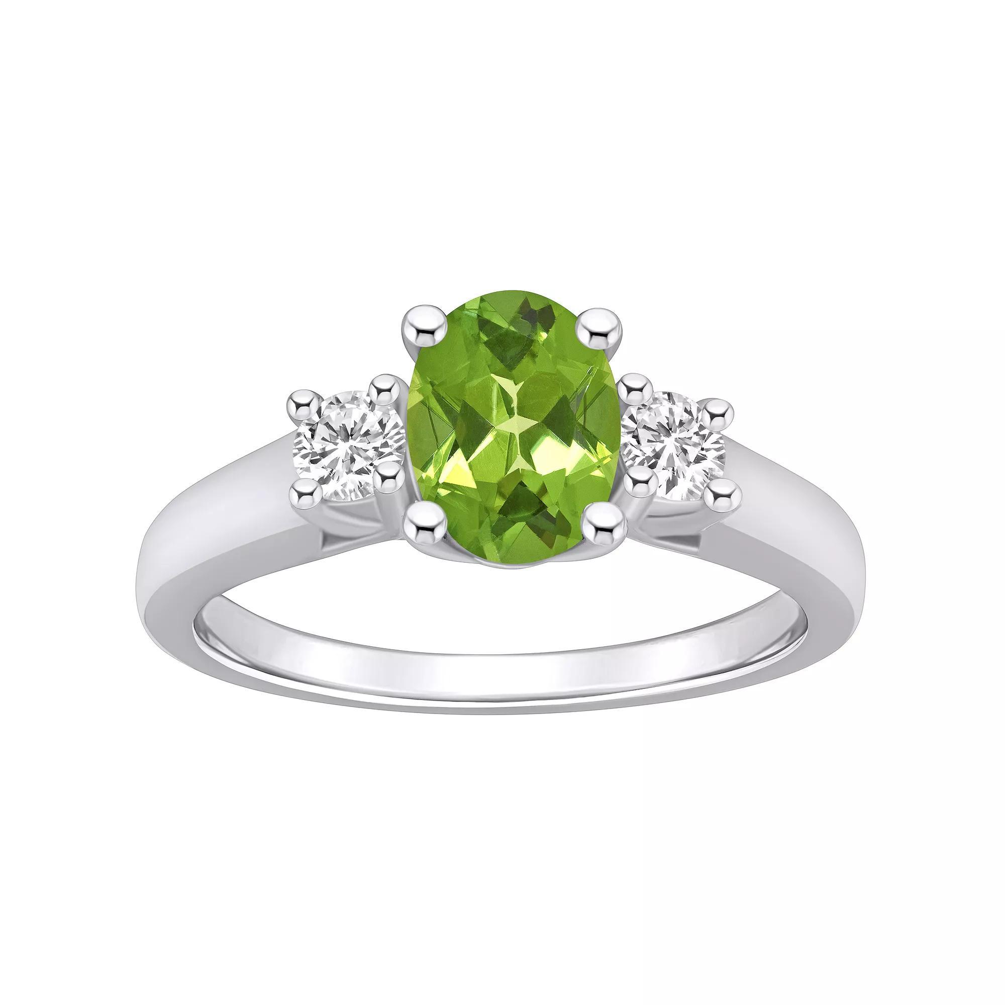 Alyson Layne 14k White Gold Oval Cut Peridot & 1/4 Carat T.W. Diamond Ring, Women's, Size: 5, Green Product Image