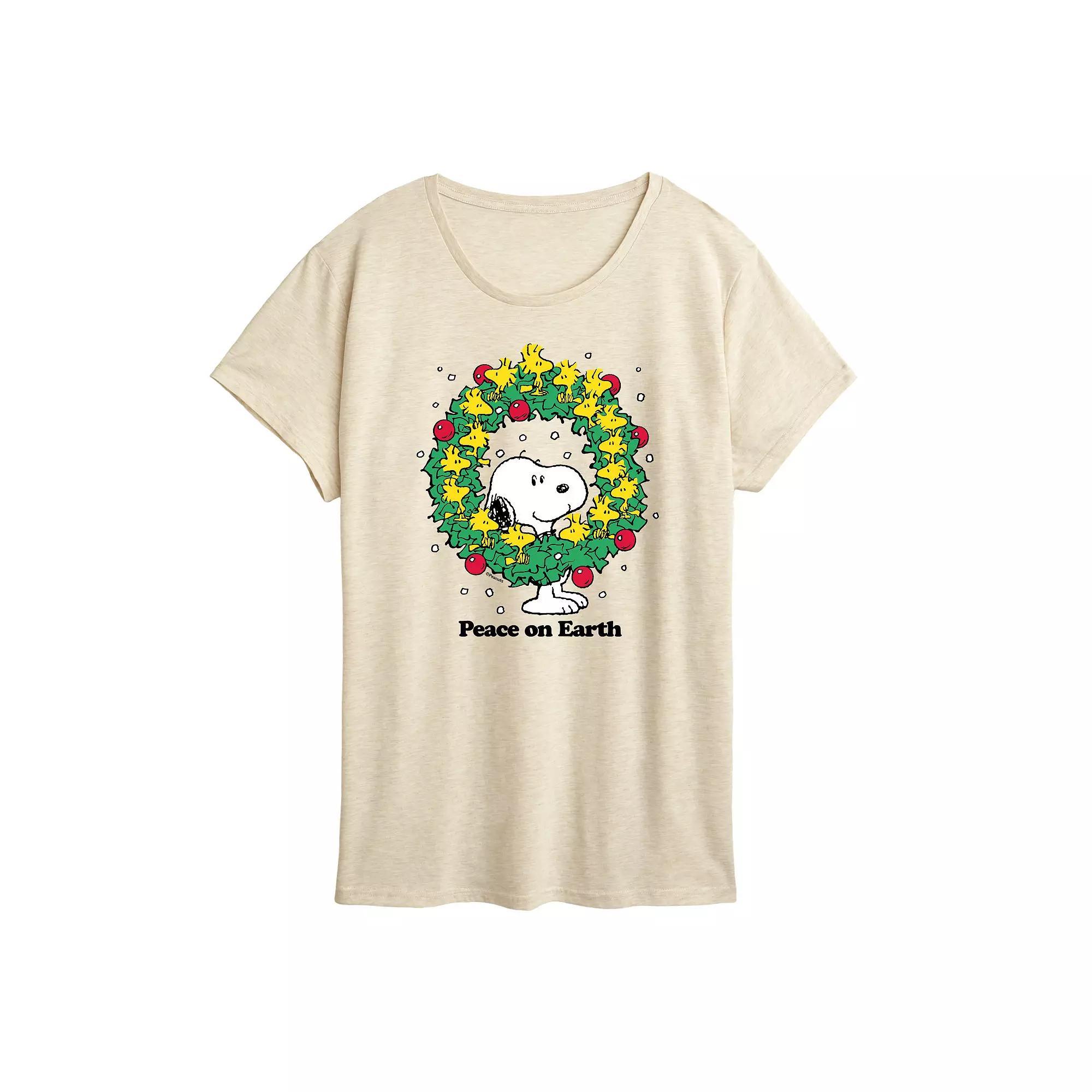 Womens Peanuts Peace On Earth Graphic Tee Product Image