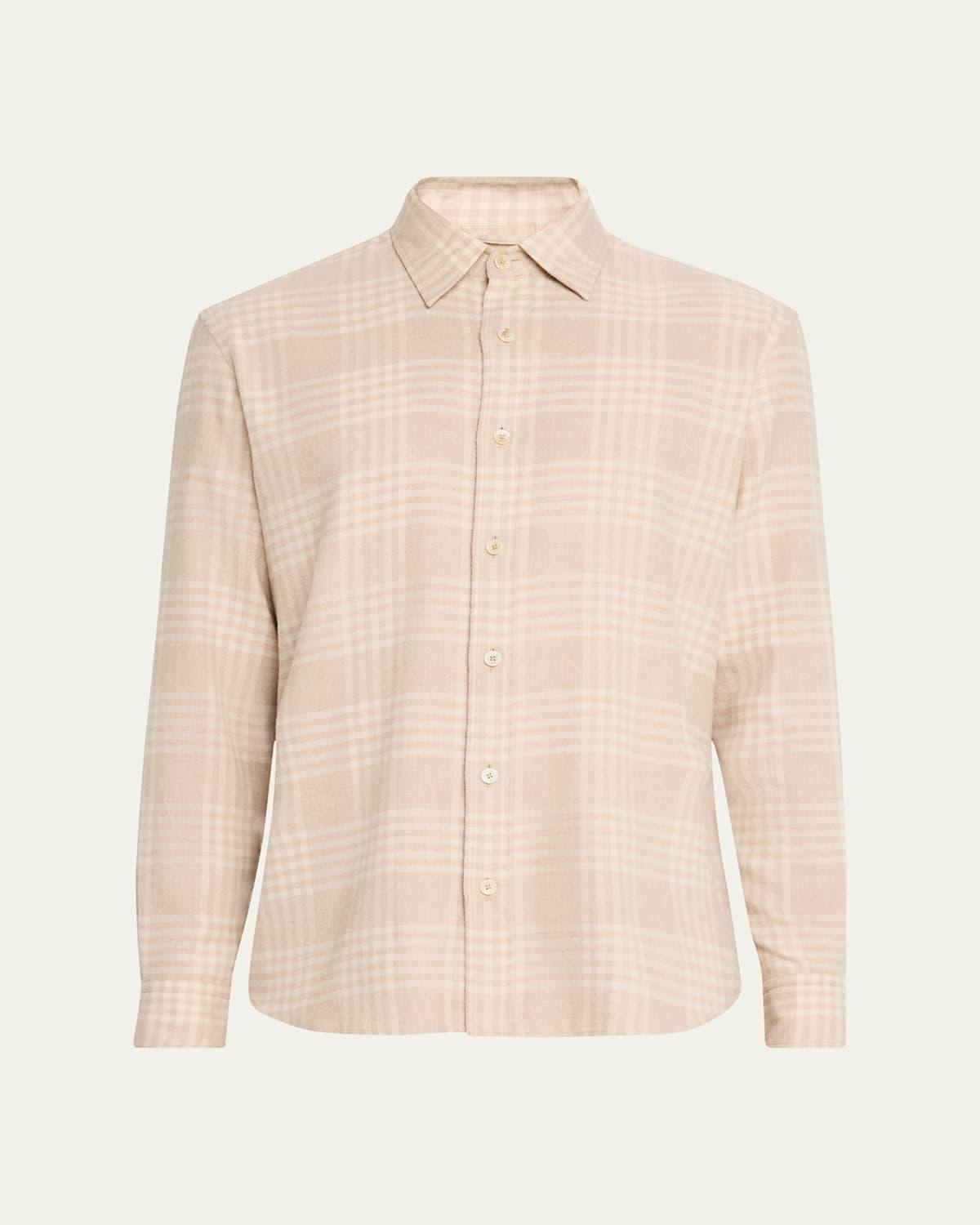 Mens Cotton Plaid Casual Button-Down Shirt Product Image