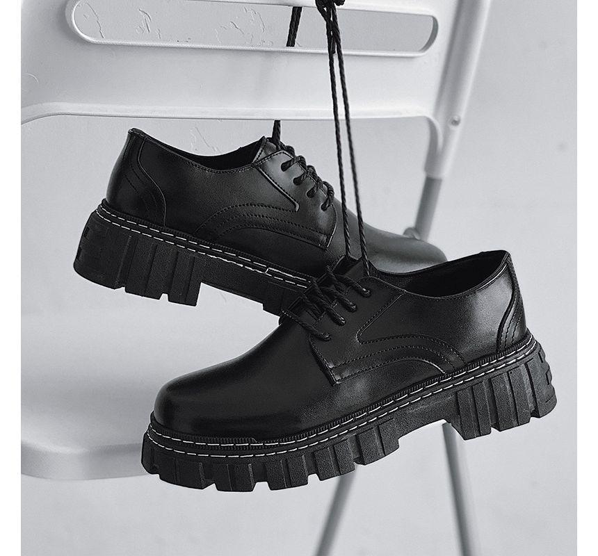 Faux Leather Platform Lace-Up Shoes Product Image