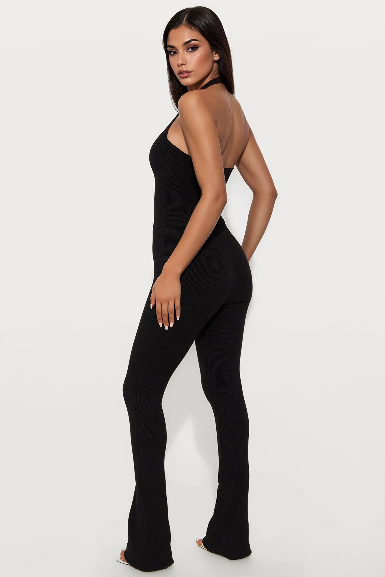 Amara Snatched Halter Jumpsuit - Black Product Image