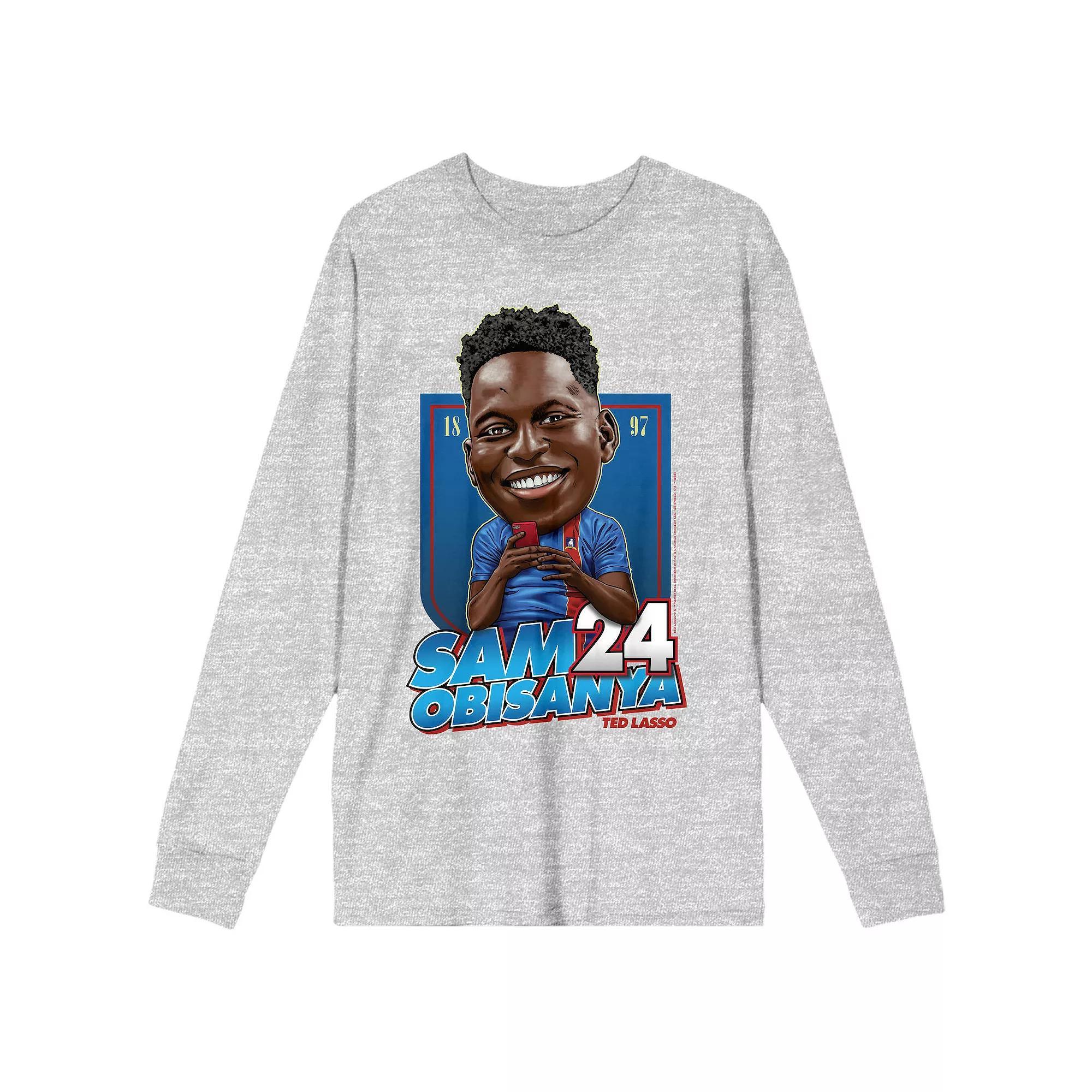 Men's Ted Lasso Sam Obisanya #24 Long Sleeve Graphic Tee, Size: XL, Gray Product Image