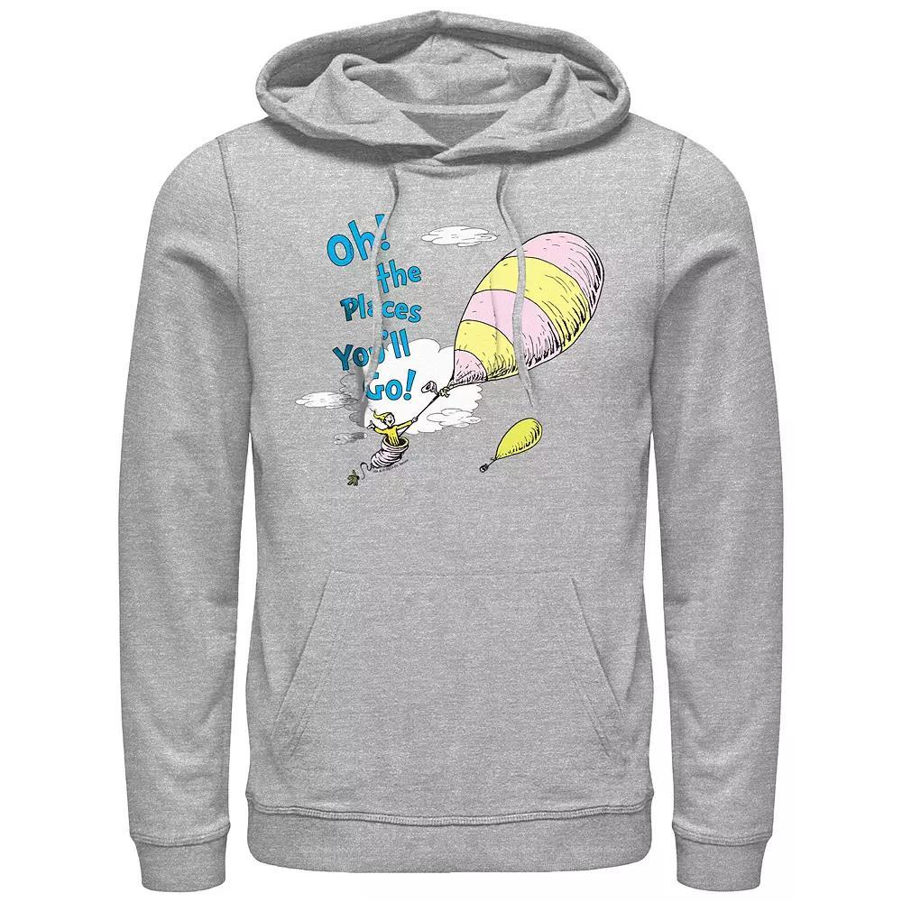 Men's Dr. Seuss Oh The Places You'll Go Graphic Hoodie, Size: Large, Athletic Grey Product Image
