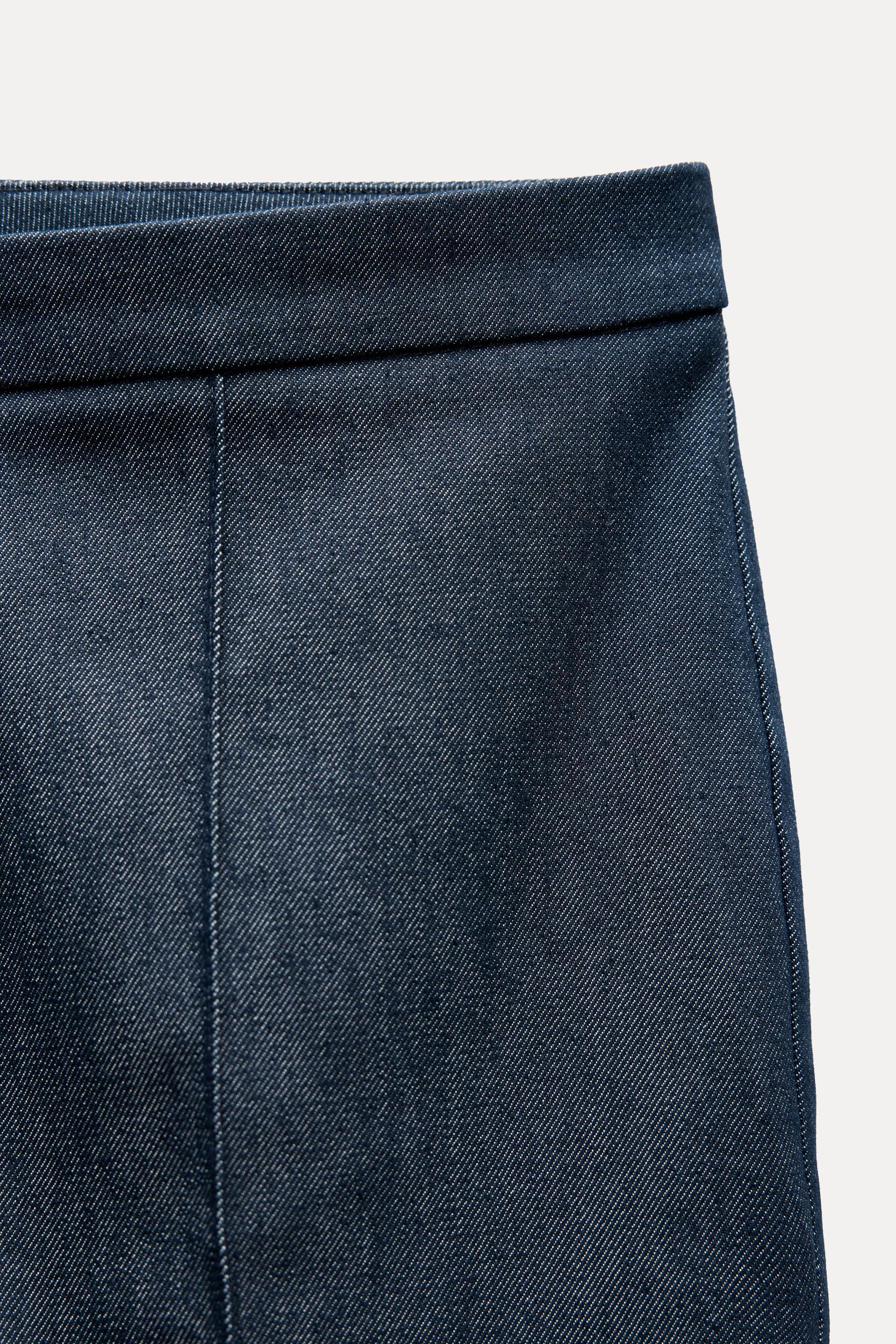 DENIM EFFECT FLARED PANTS Product Image