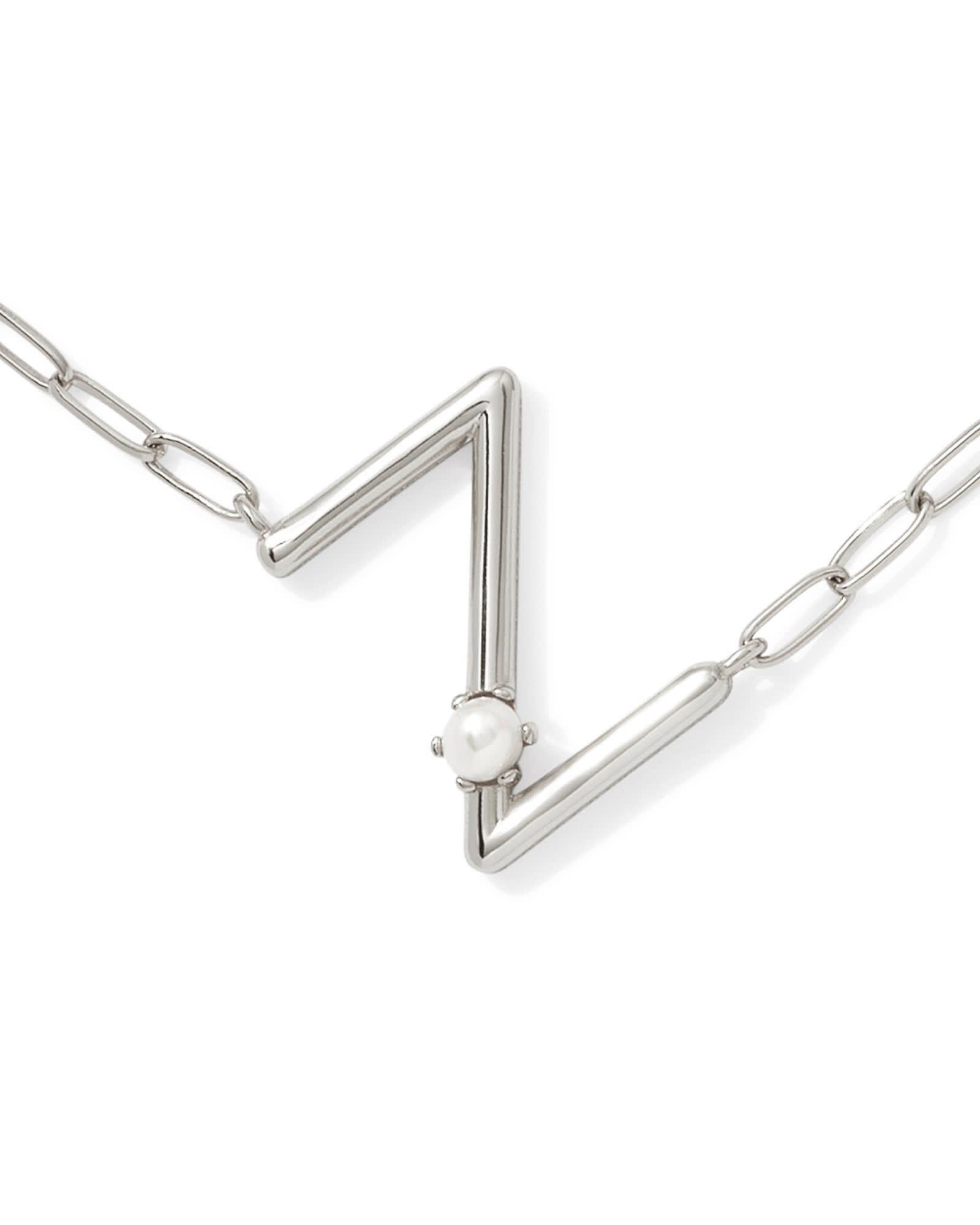 Pearl Silver Letter X Short Pendant Necklace in Freshwater Cultured Pearl Product Image