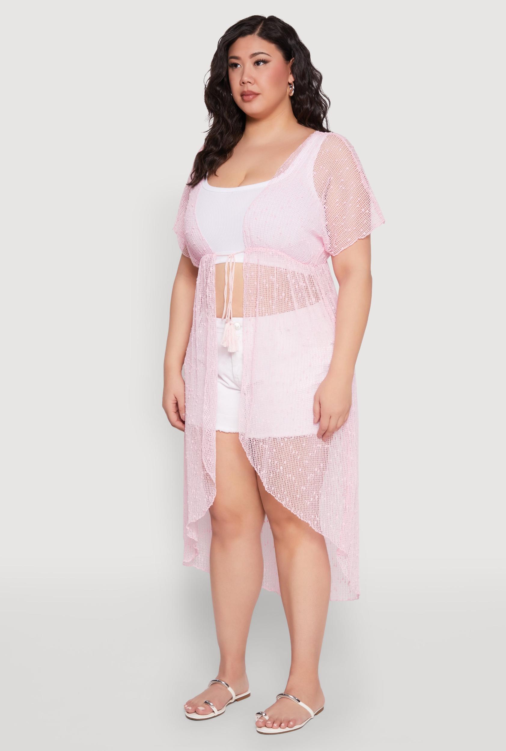 Popcorn Knit Tie Front Cover Up Kimono Female Product Image