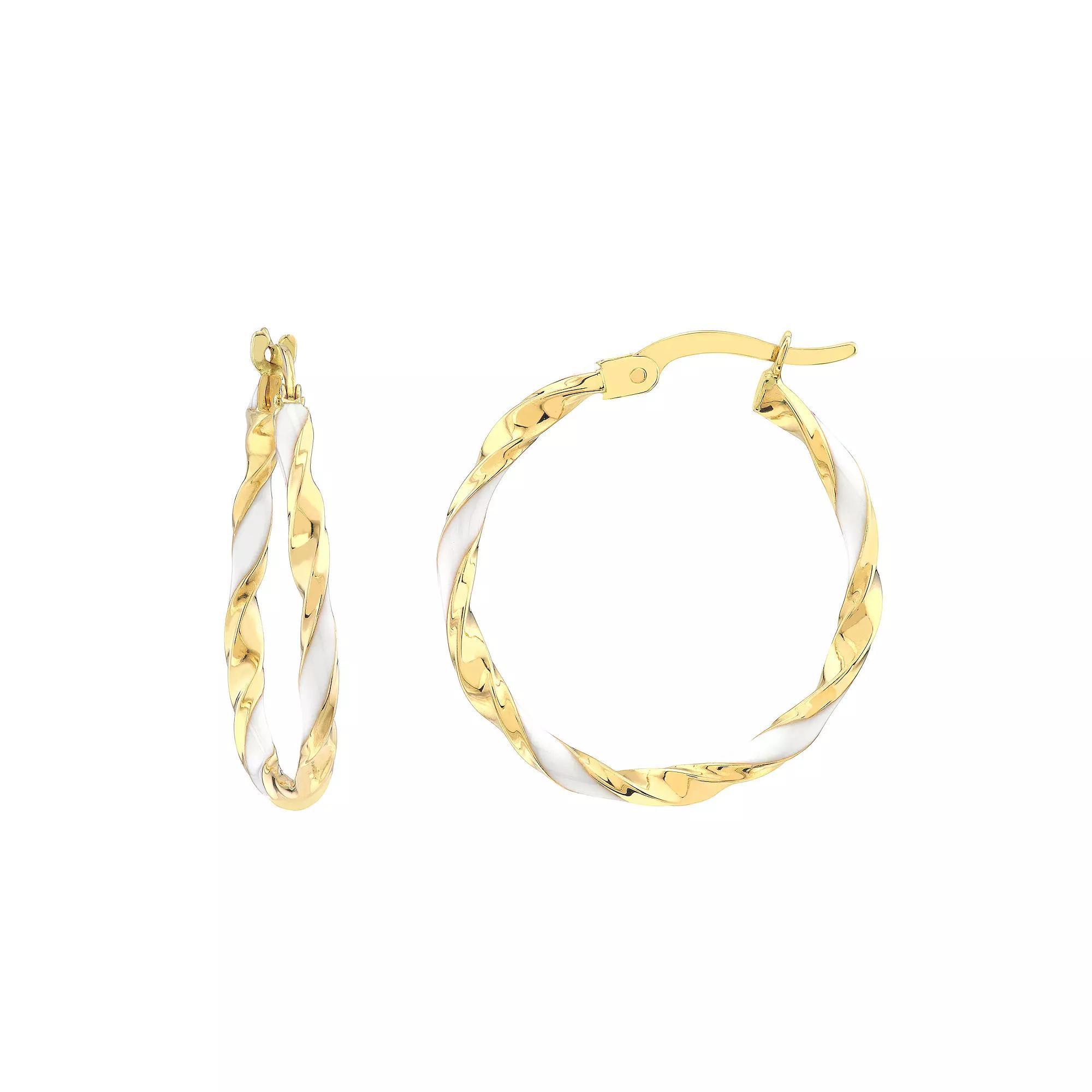 Color Romance 20 mm Enamel Twist Hoop Earrings, Women's, Yellow Product Image