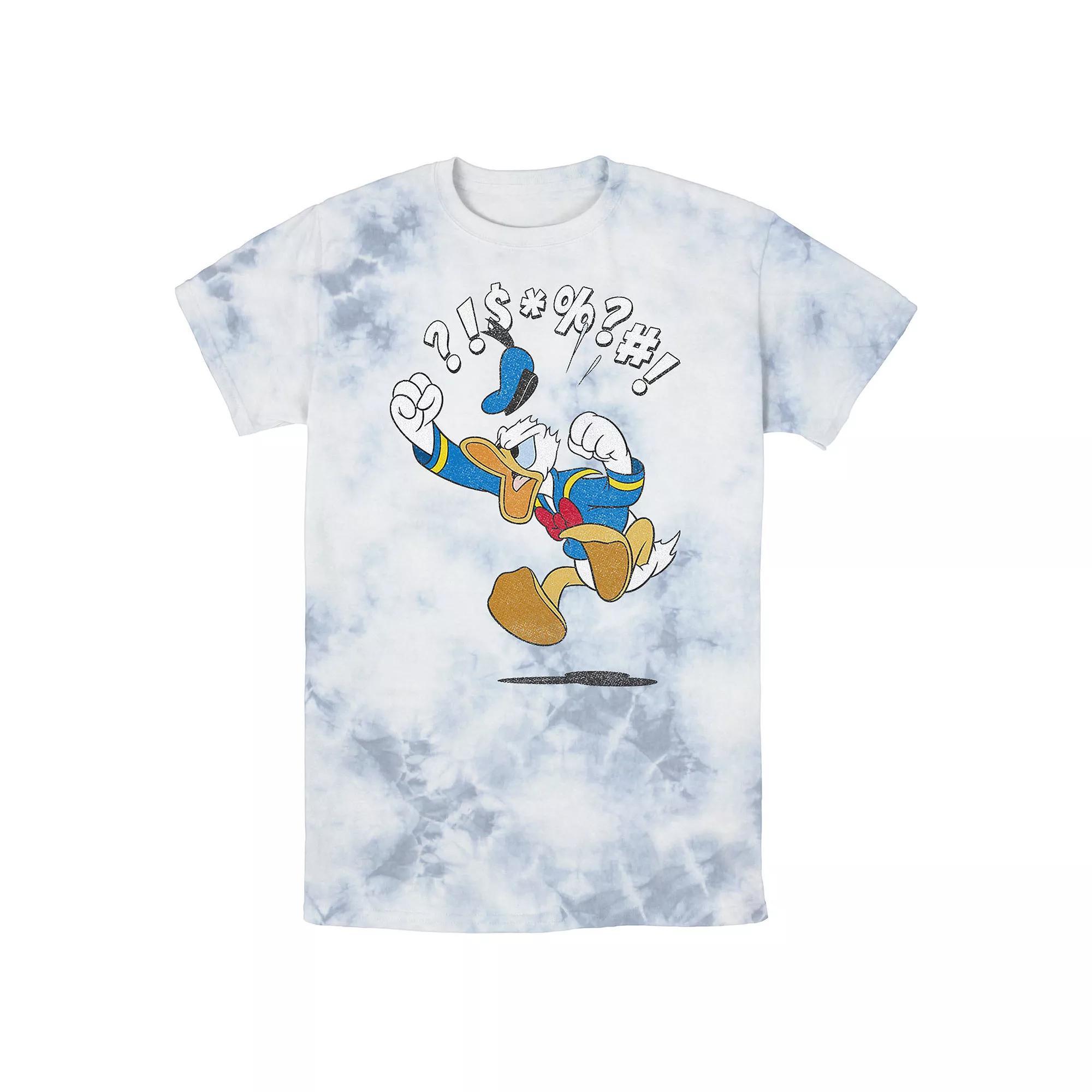 Men's Disney Mickey And Friends Donald Angry Jump Wash Tee, Size: Small, White Blue Product Image