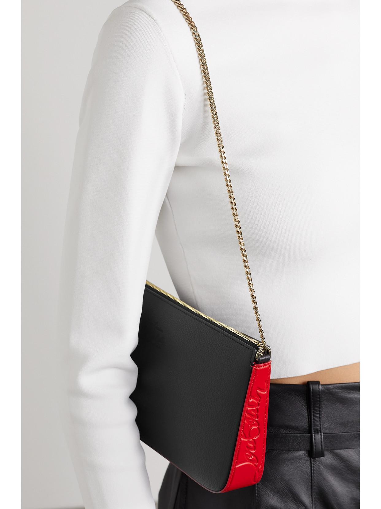 CHRISTIAN LOUBOUTIN Loubila Rubber-trimmed Textured-leather Shoulder Bag In Black Product Image