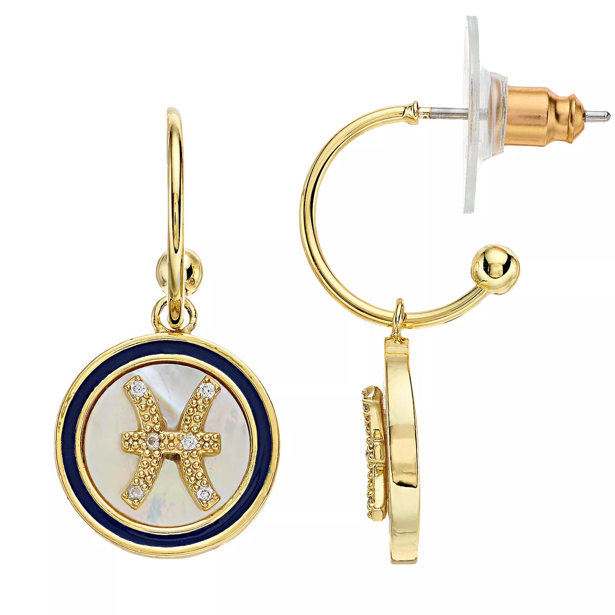 City Luxe Mother of Pearl Aquarius Drop Earrings, Women's, Gold Tone Libra Product Image