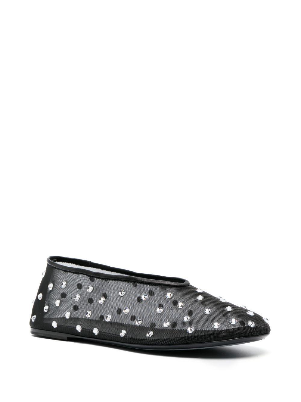 KHAITE Marcy Crystal-embellished Mesh Flats In Black Product Image