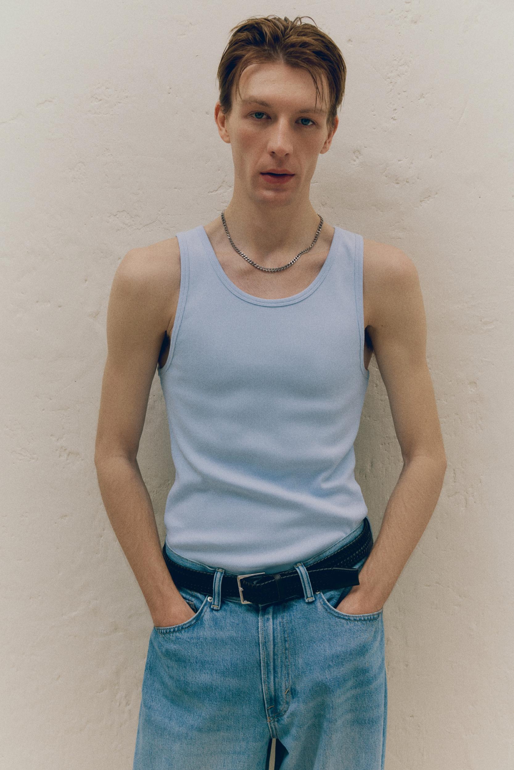 Slim Fit Ribbed Tank Top Product Image