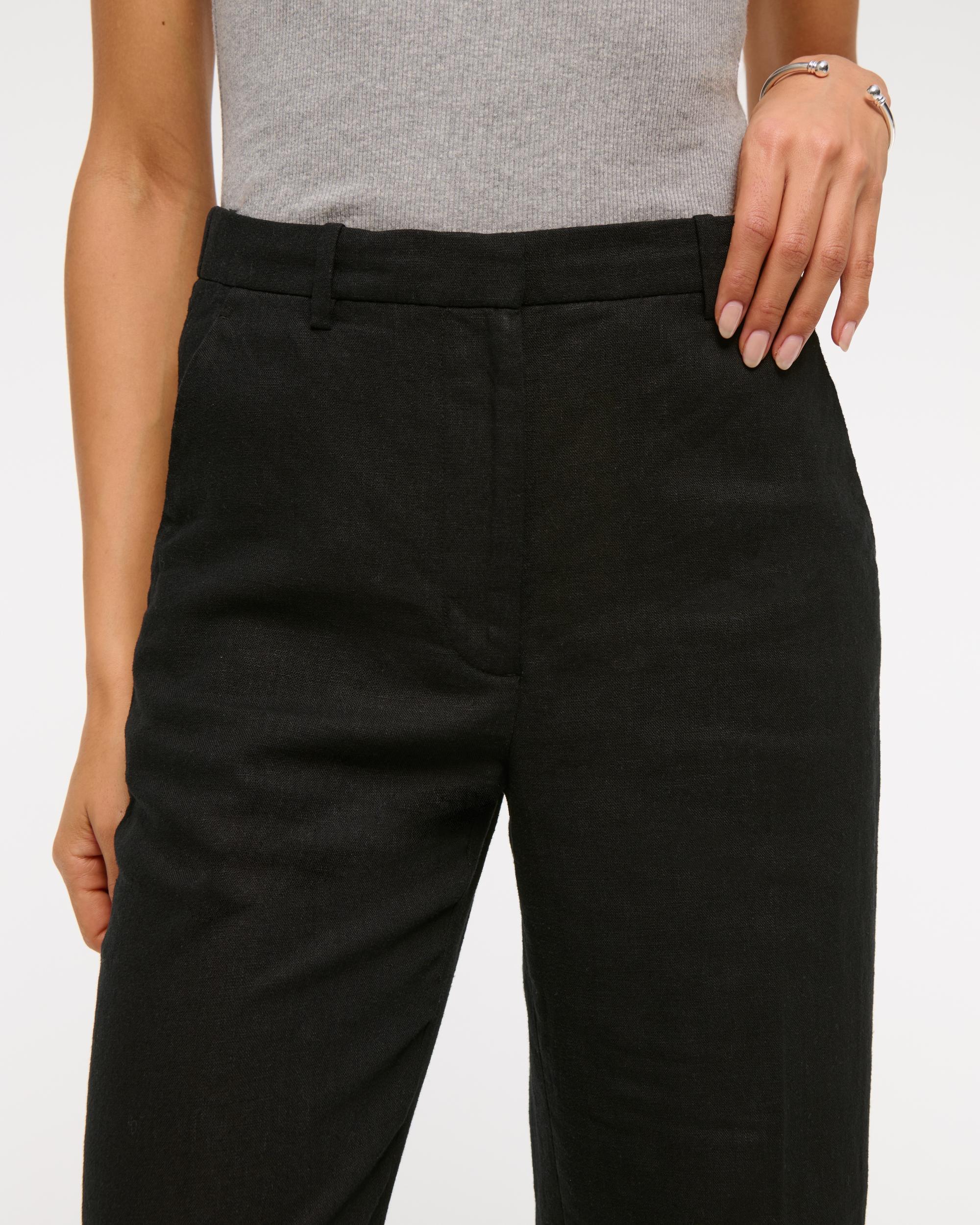 Tailored Linen-Blend Wide Leg Pant Product Image