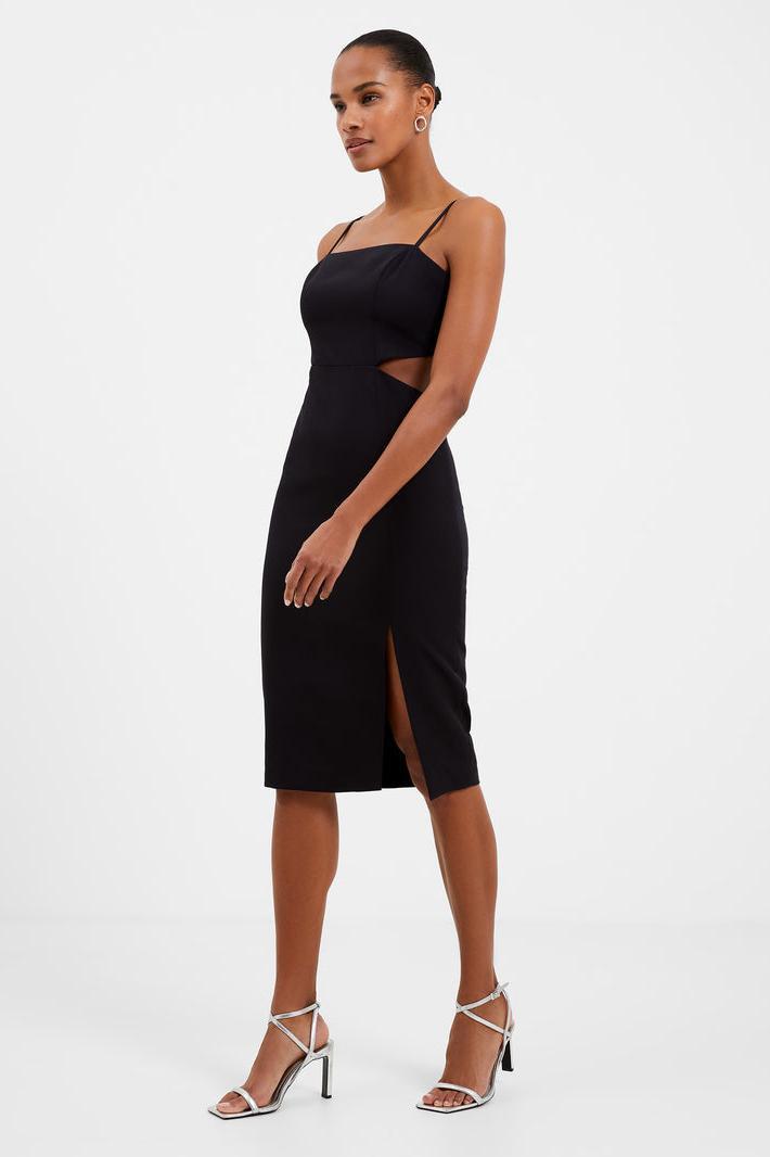 Echo Crepe Cut Out Slip Dress- Black Product Image