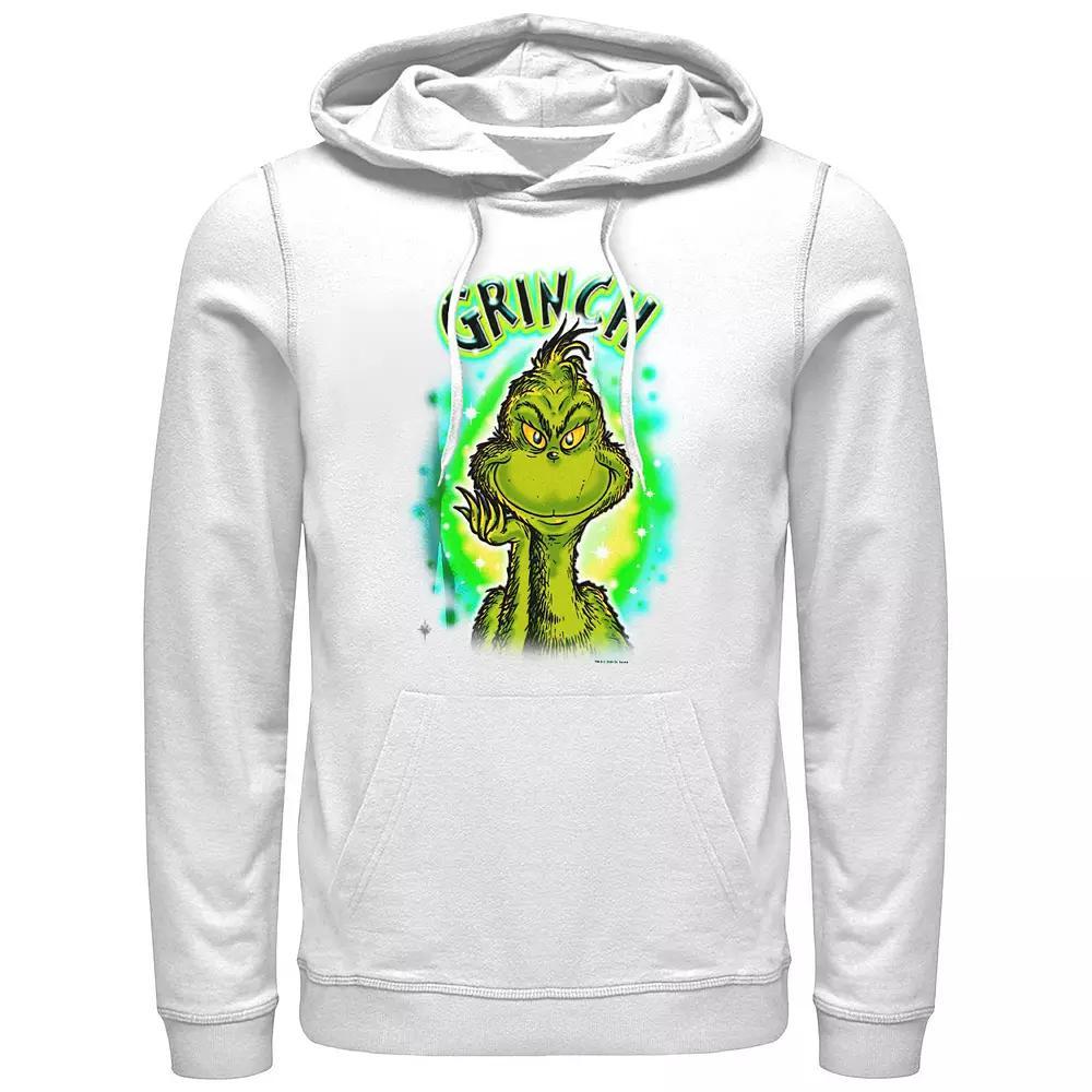Big & Tall Dr. Seuss Grinch Airbrush Background Graphic Hoodie, Men's, Size: Large, White Product Image