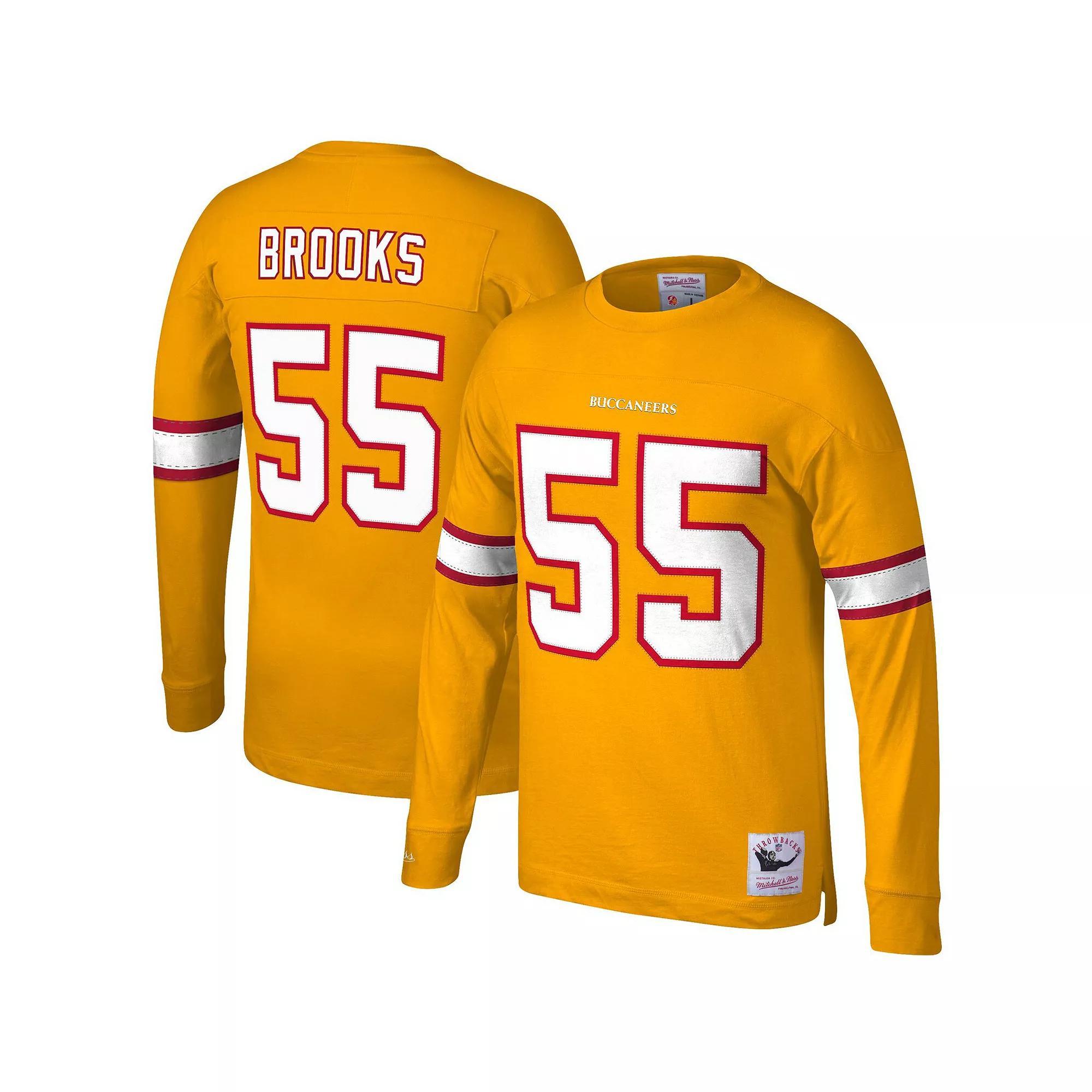 Mens Mitchell & Ness Derrick Brooks Tampa Bay Buccaneers Throwback Retired Player Name & Number Long Sleeve Top Product Image