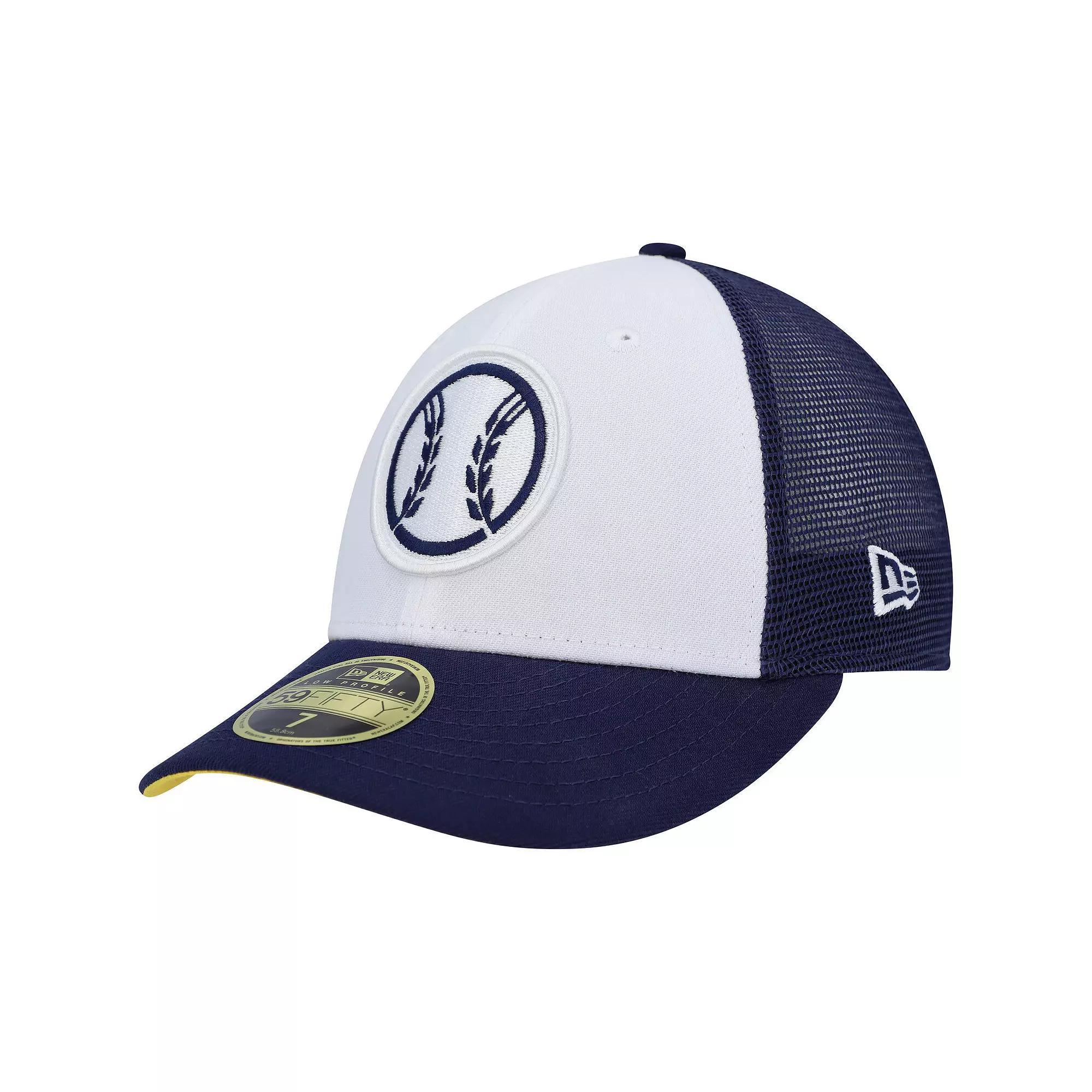 Men's New Era White/Navy Milwaukee Brewers 2023 On-Field Batting Practice Low Profile 59FIFTY Fitted Hat, Size: 7 3/8 Product Image