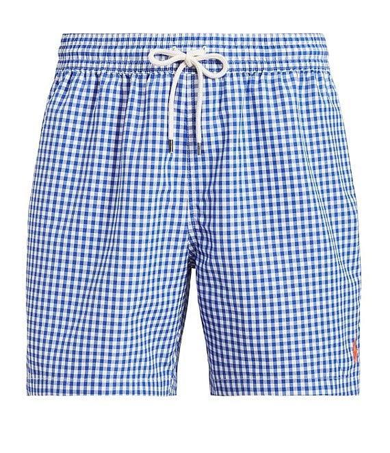 Polo Ralph Lauren 5.75#double; Inseam Traveler Classic Gingham Swim Trunks Product Image