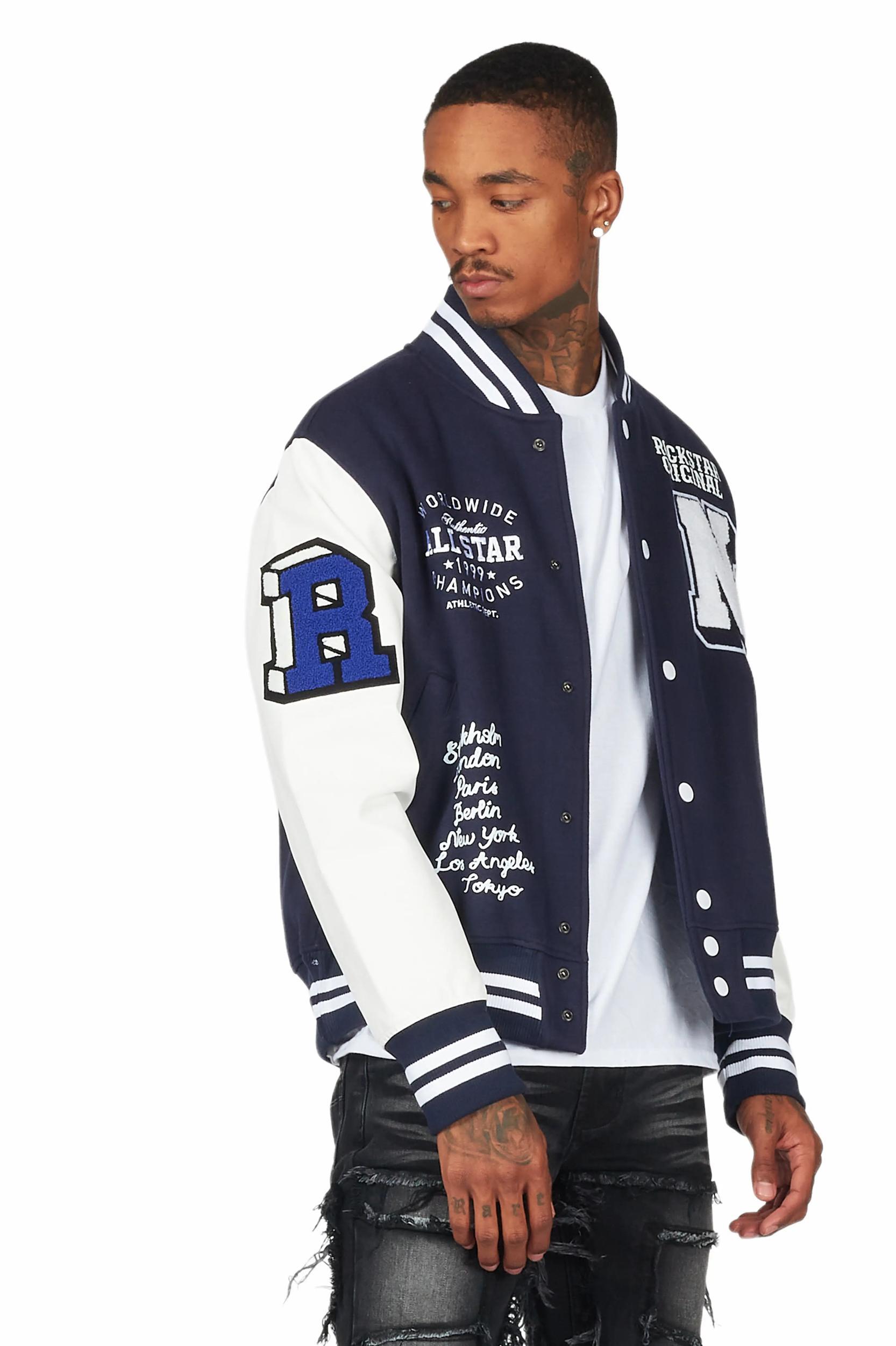 Ennis Navy Varsity Jacket Male Product Image