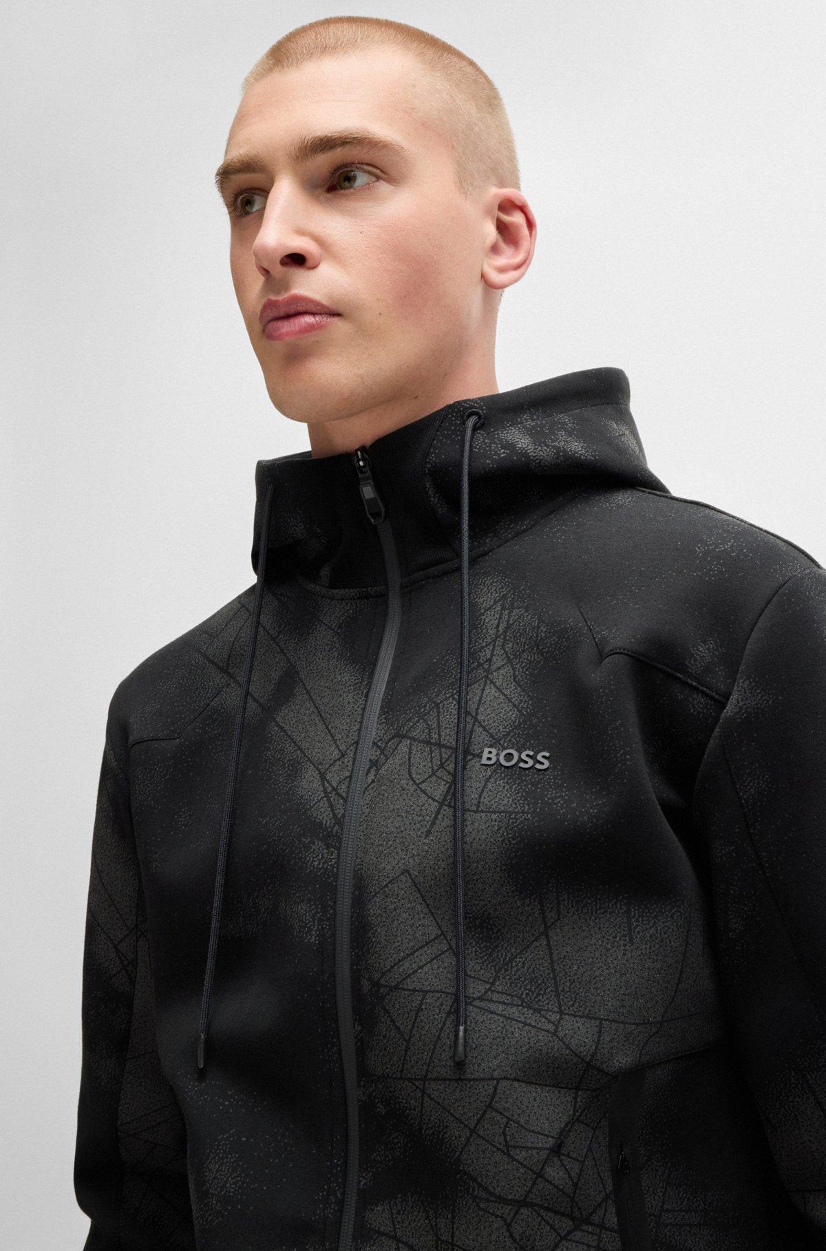 Zip-up hoodie with decorative reflective artwork Product Image