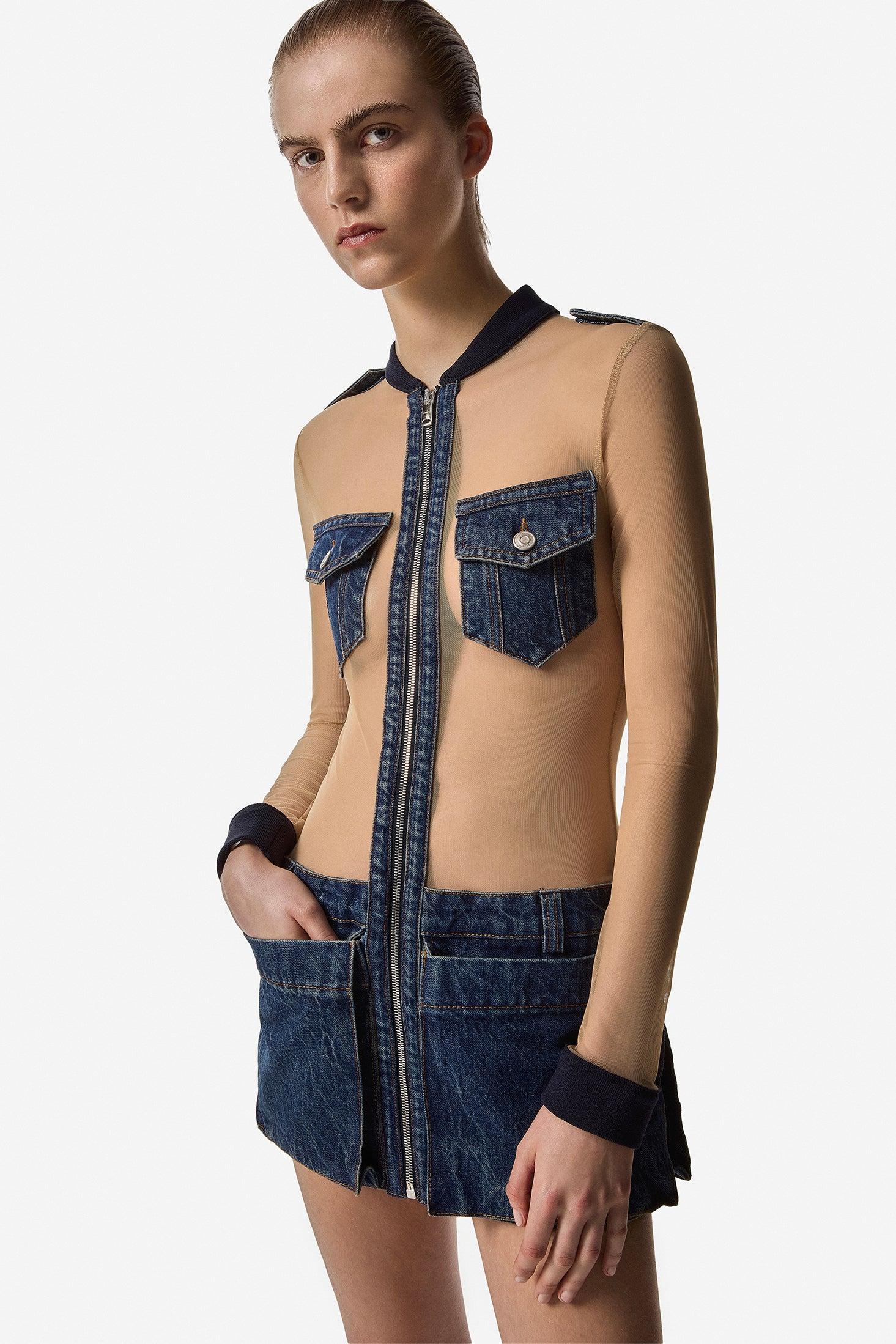 Tulle Illusion Denim Dress Product Image