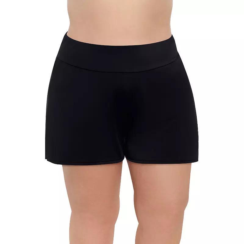 Plus Size Bal Harbour Super High Waist Swim Shorts, Women's, Size: 1XL, Black Product Image