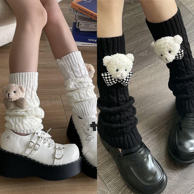 Bear Cable Knit Leg Warmers / Set Product Image