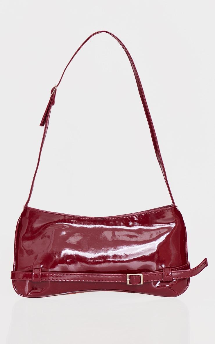 Burgundy Patent Pu Buckle Baguette Shoulder Bag Product Image