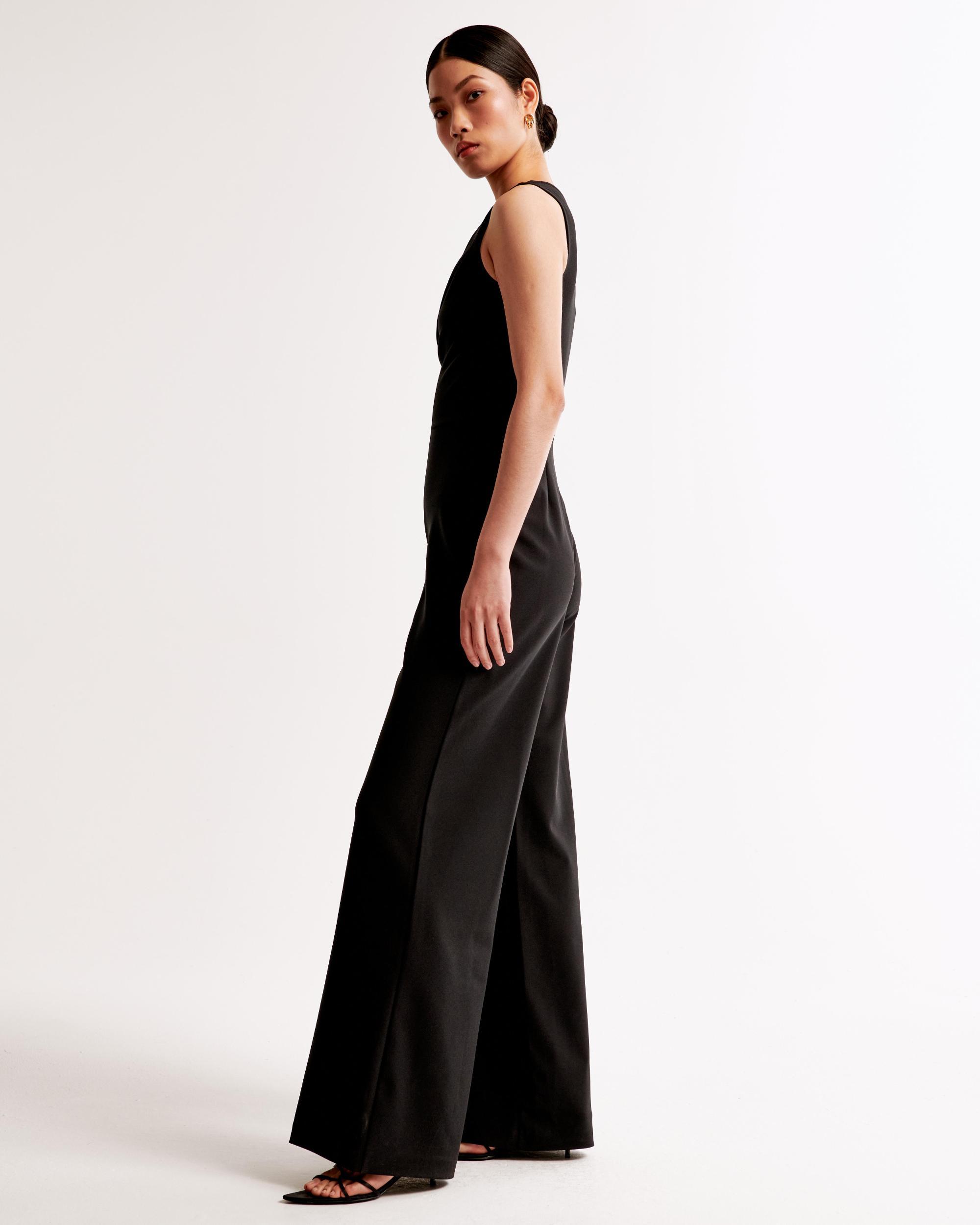One-Shoulder Crepe Jumpsuit Product Image