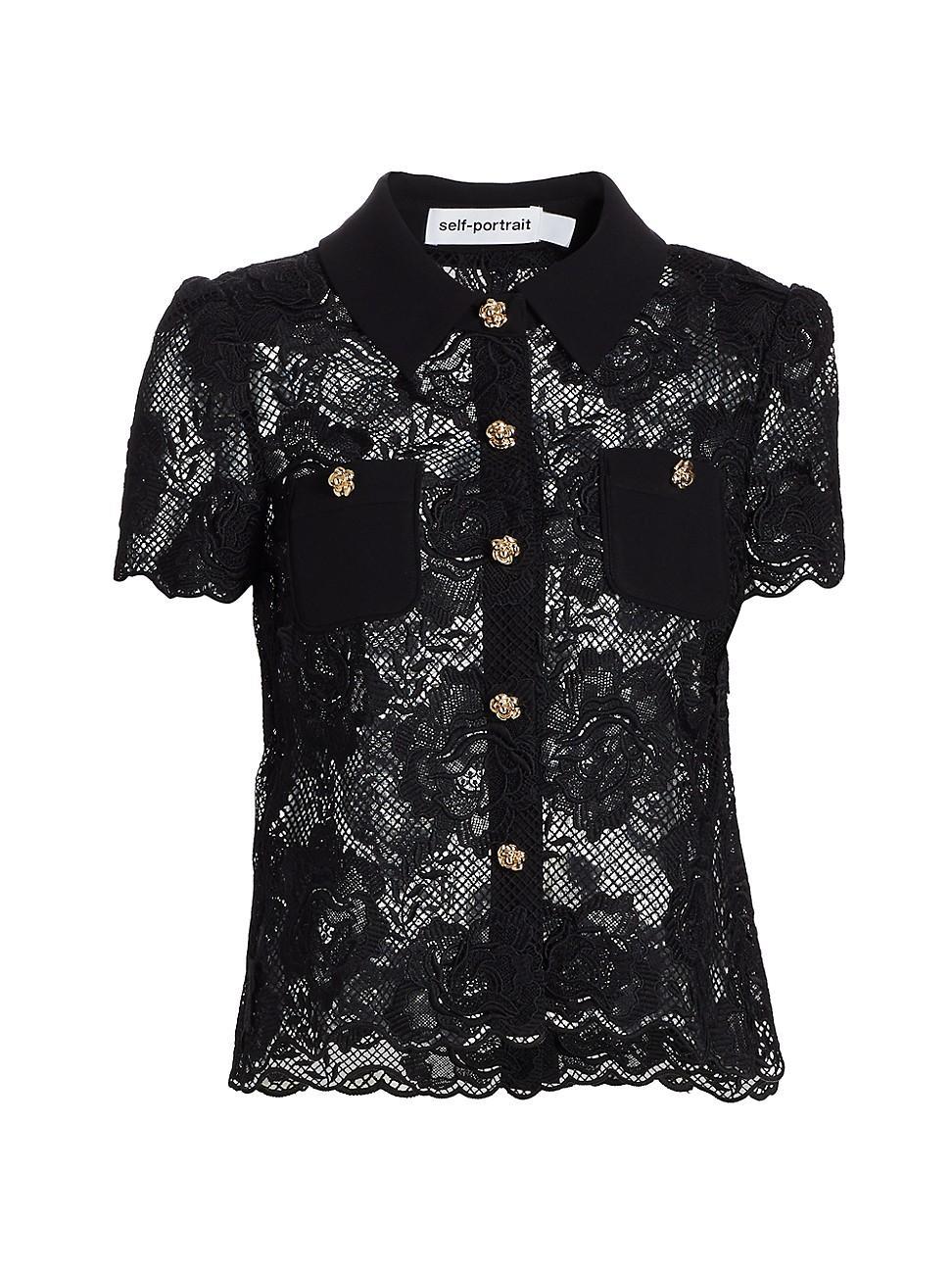 Womens Lace Polo Shirt Product Image
