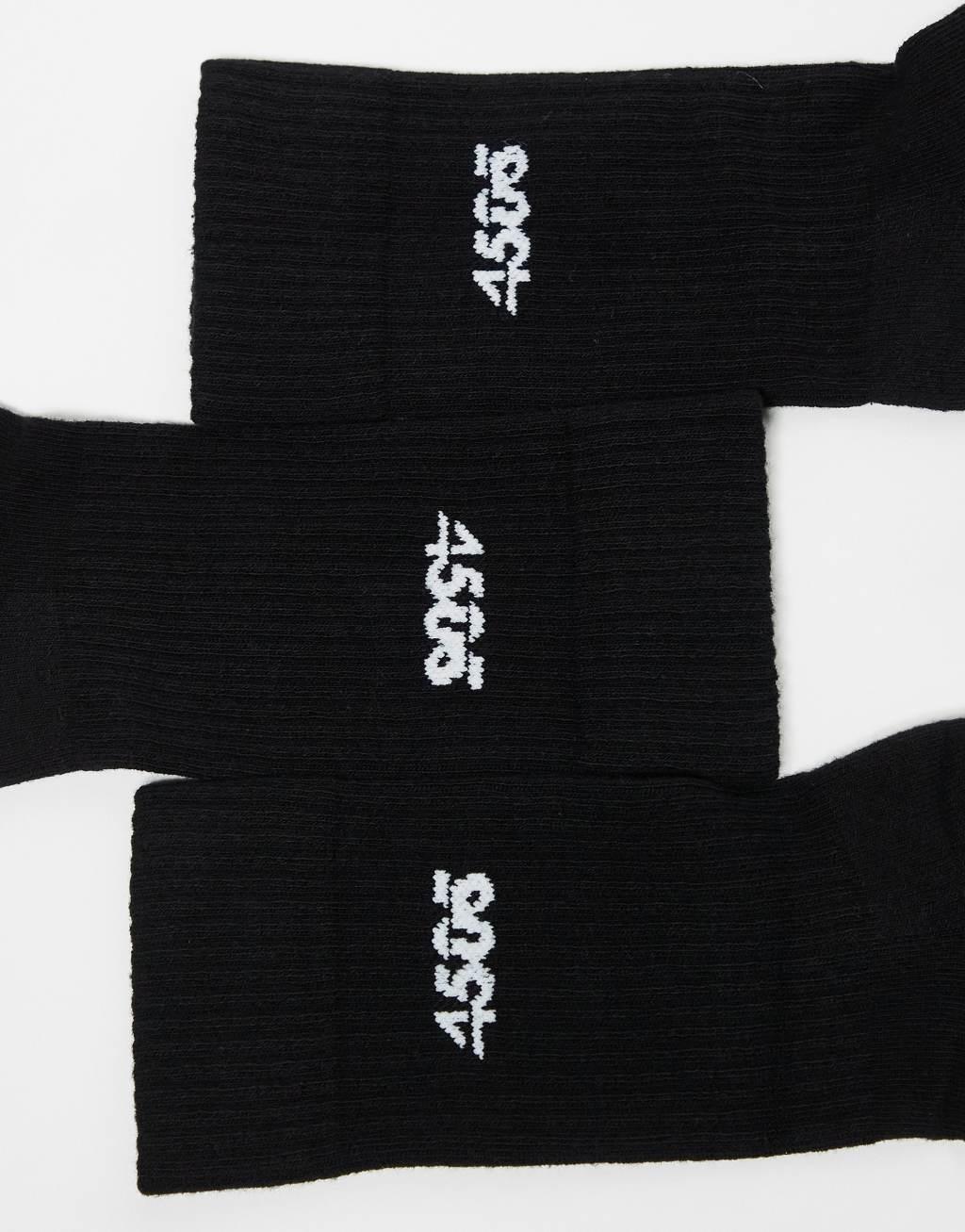4505 Icon 3 pack anti bacterial athletic crew socks in black  Product Image